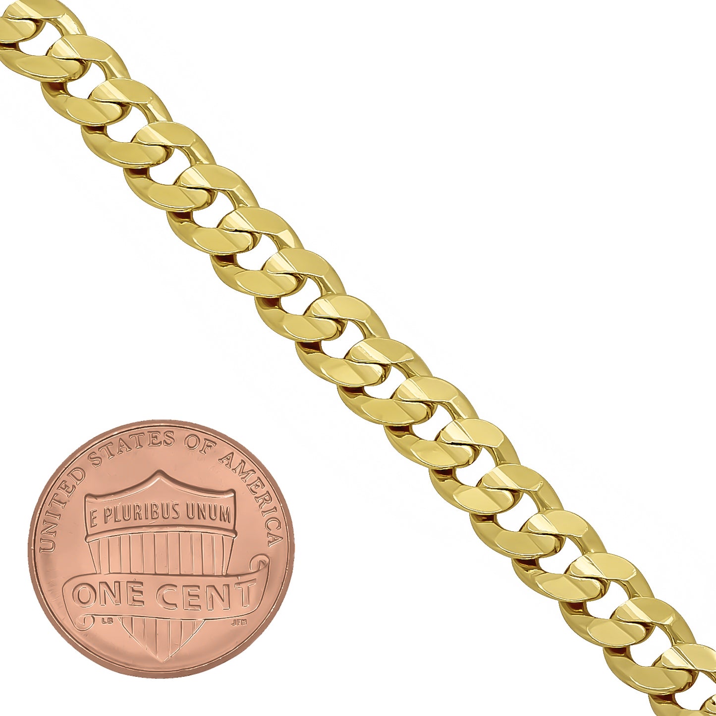 6.3mm 14k Yellow Gold Plated Flat Cuban Link Curb Chain Necklace + Gift Box