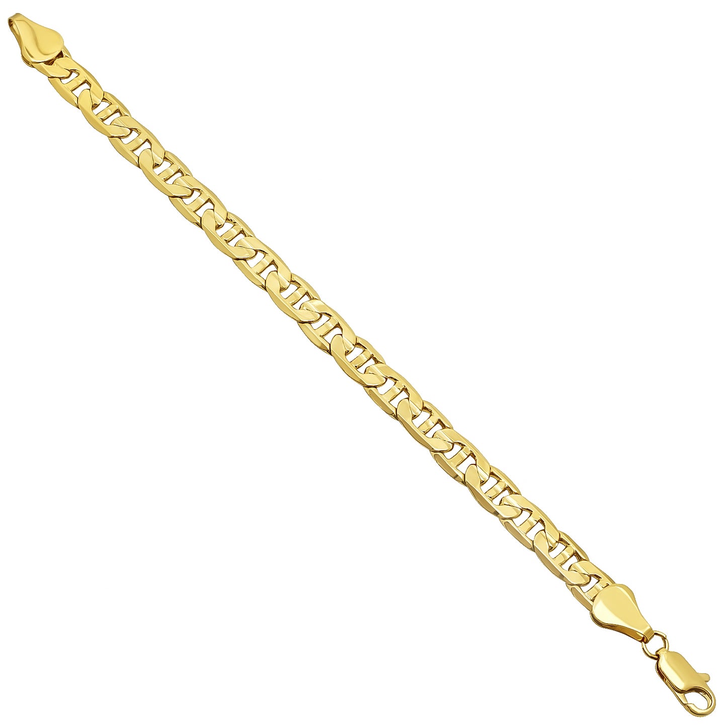 3mm-12mm 14k Yellow Gold Plated Flat Mariner Chain Necklace or Bracelet