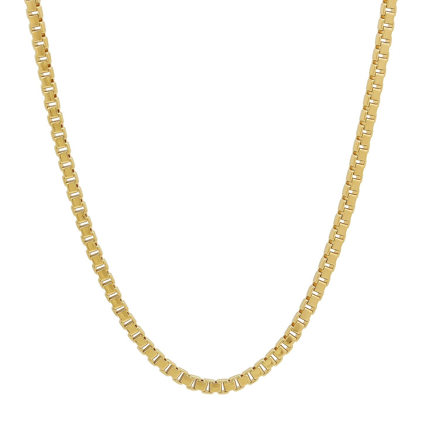 2.3mm 14k Yellow Gold Plated Square Box Chain Necklace