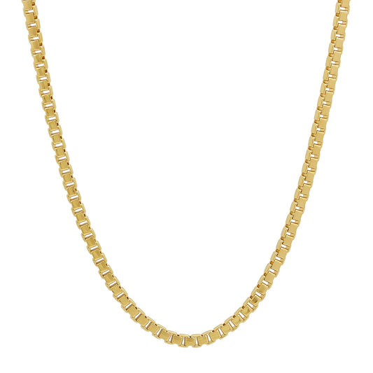 2.3mm 14k Yellow Gold Plated Square Box Chain Necklace