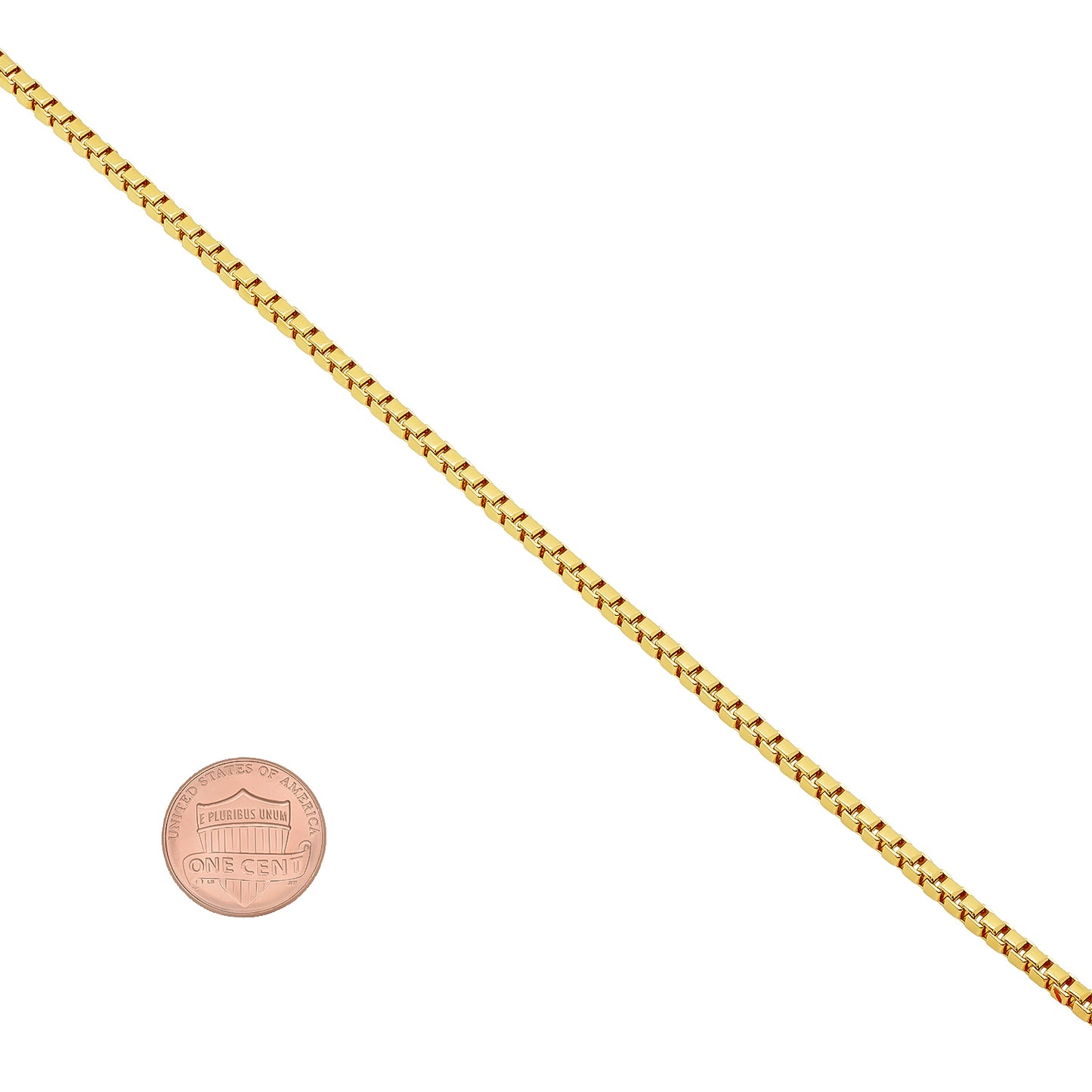 2.3mm 14k Yellow Gold Plated Square Box Chain Necklace