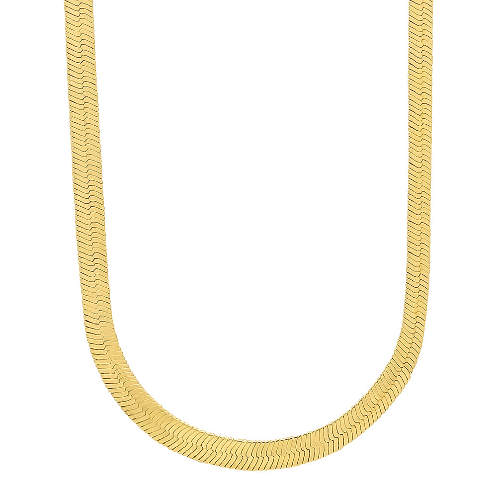 4.5mm 14k Yellow Gold Plated Flat Herringbone Chain Necklace