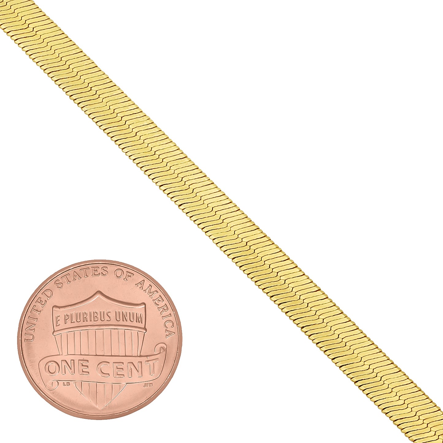 4.5mm 14k Yellow Gold Plated Flat Herringbone Chain Bracelet (SKU: GFC121B)