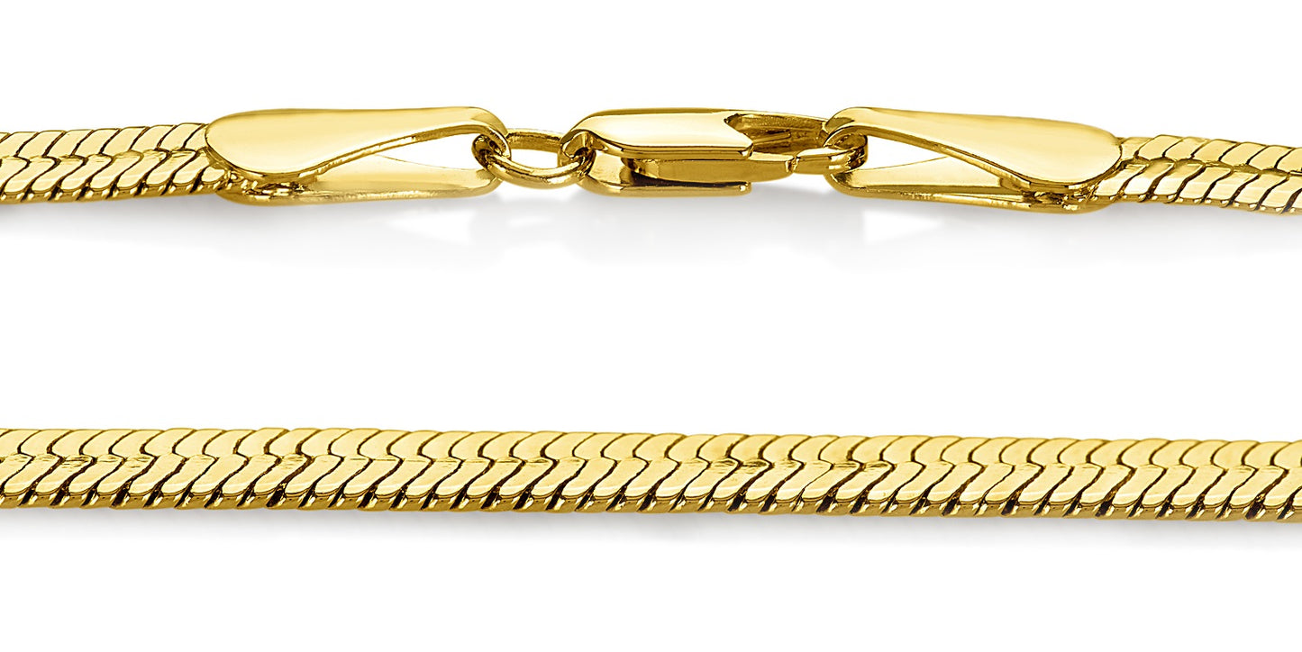 7.2mm 14k Yellow Gold Plated Flat Herringbone Chain Bracelet