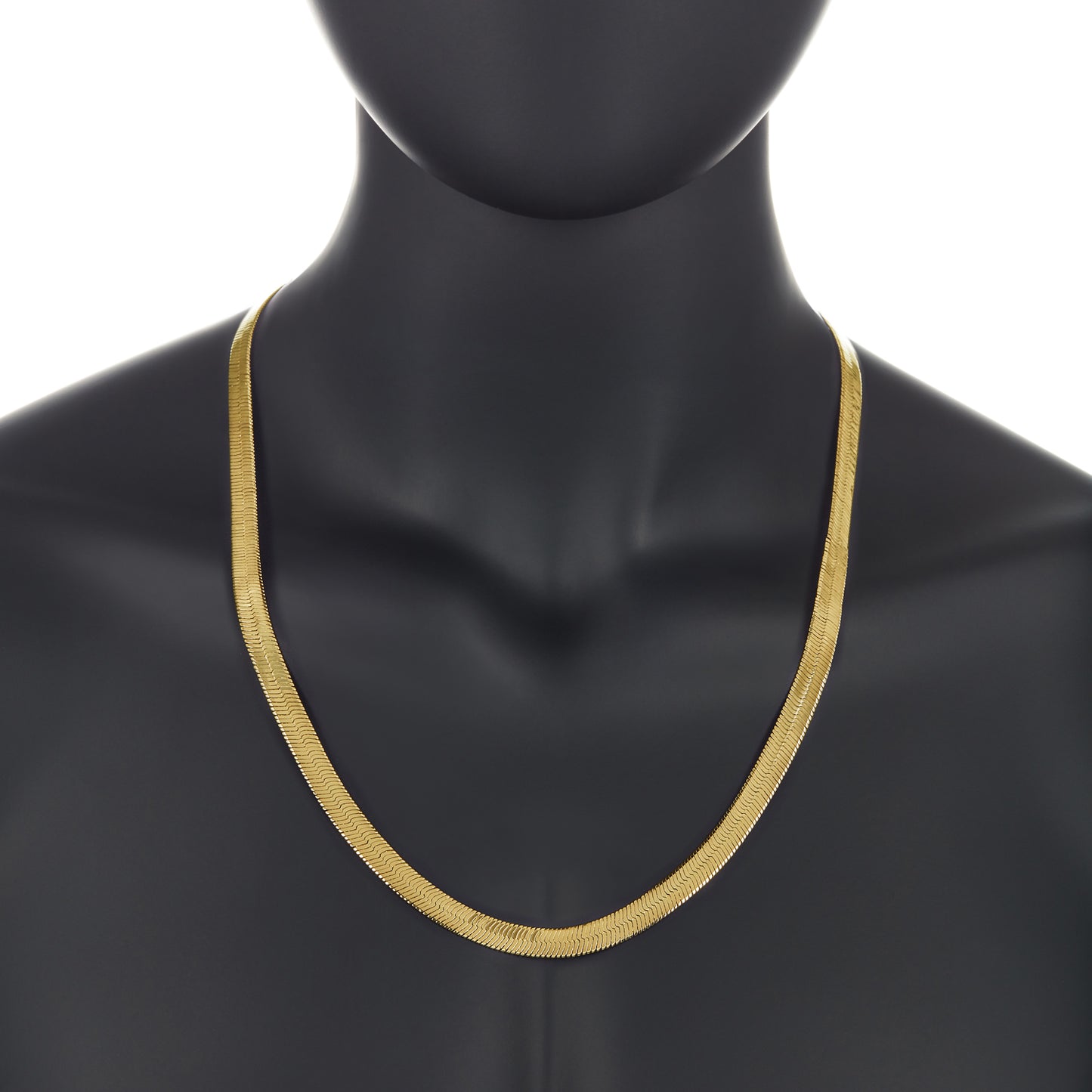 7.2mm 14k Yellow Gold Plated Flat Herringbone Chain Necklace