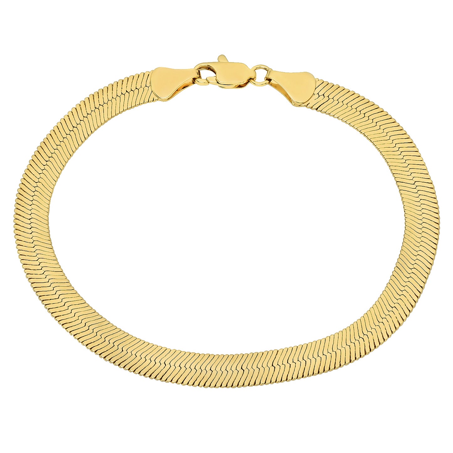 7.2mm 14k Yellow Gold Plated Flat Herringbone Chain Necklace