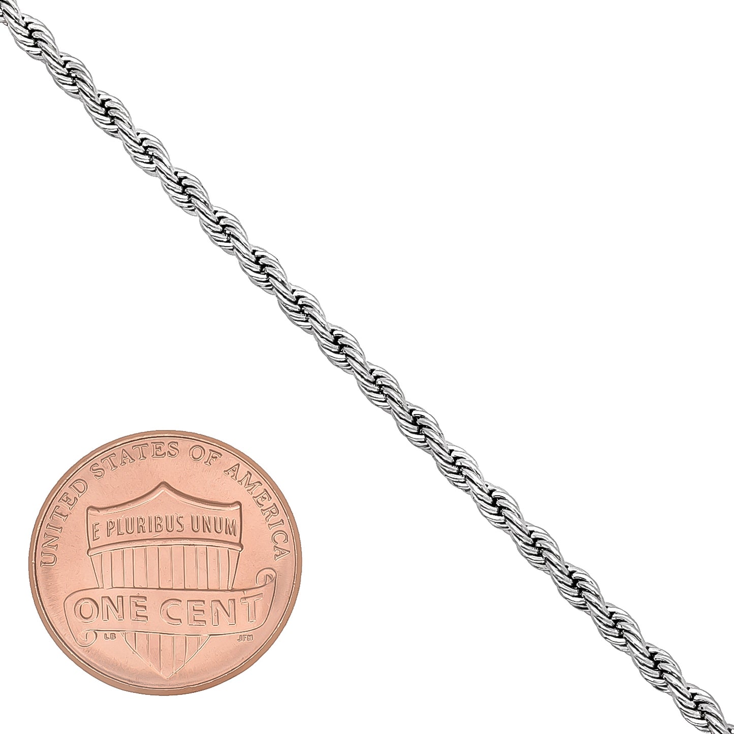 2.4mm Rhodium Plated Twisted Rope Chain Bracelet