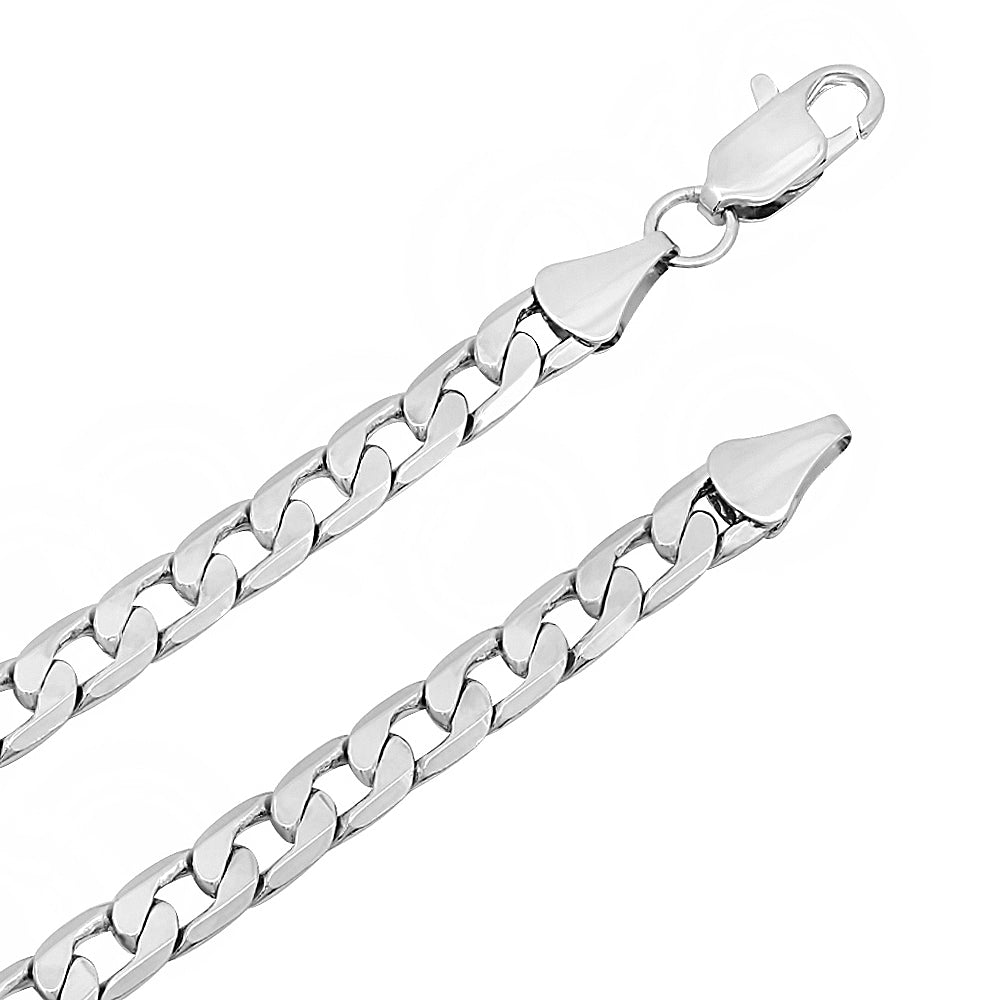 6mm Rhodium Plated Flat Cuban Link Curb Chain Necklace