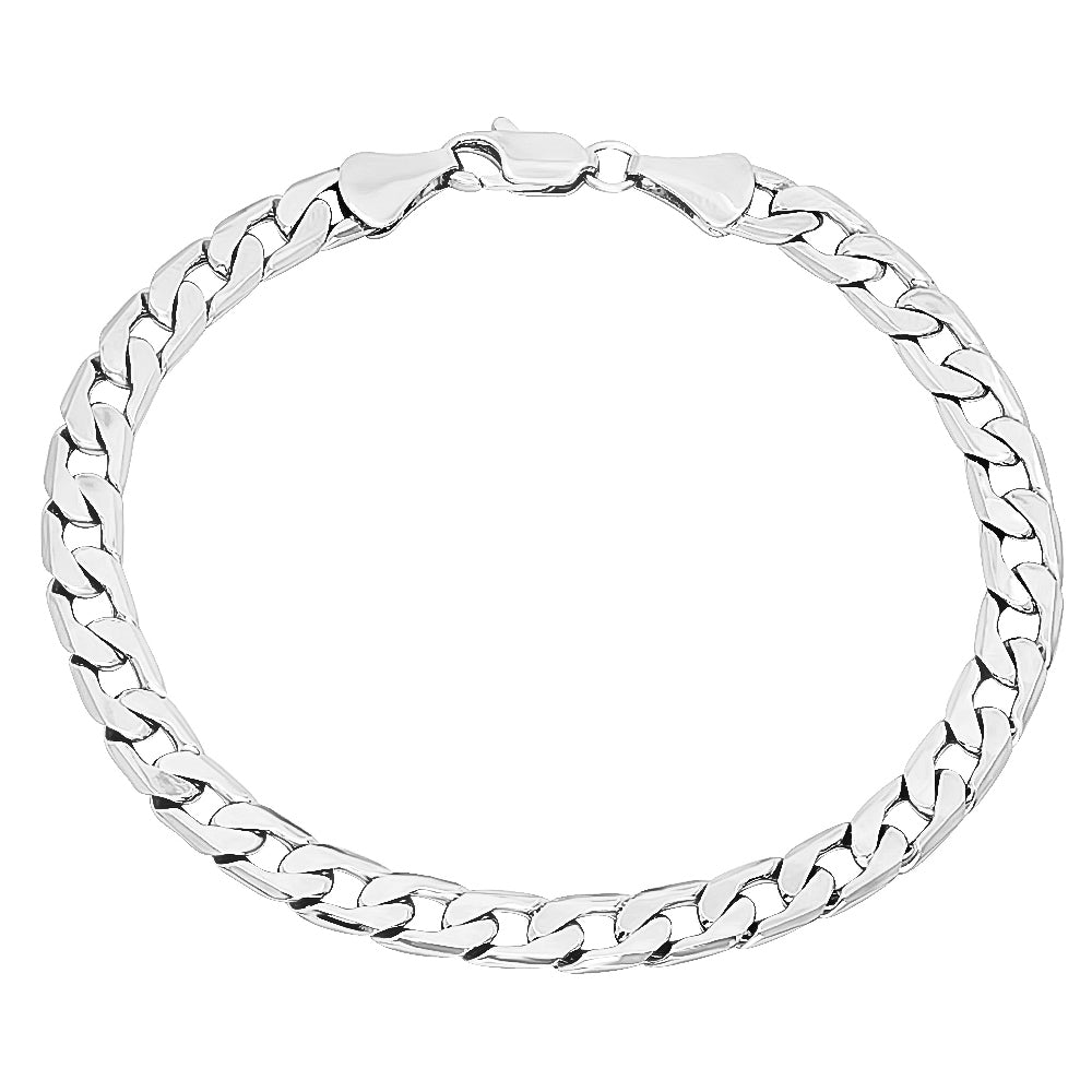 6mm Rhodium Plated Flat Cuban Link Curb Chain Necklace