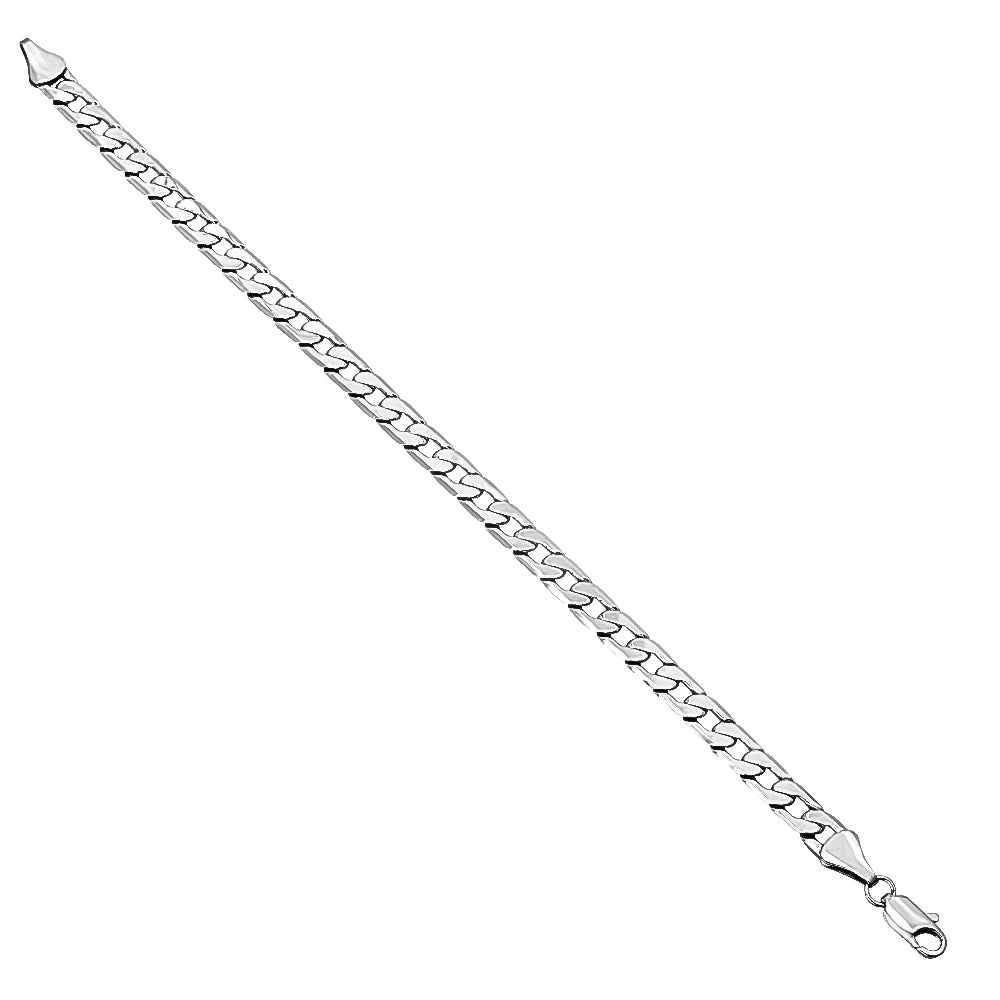 6mm Rhodium Plated Flat Cuban Link Curb Chain Necklace