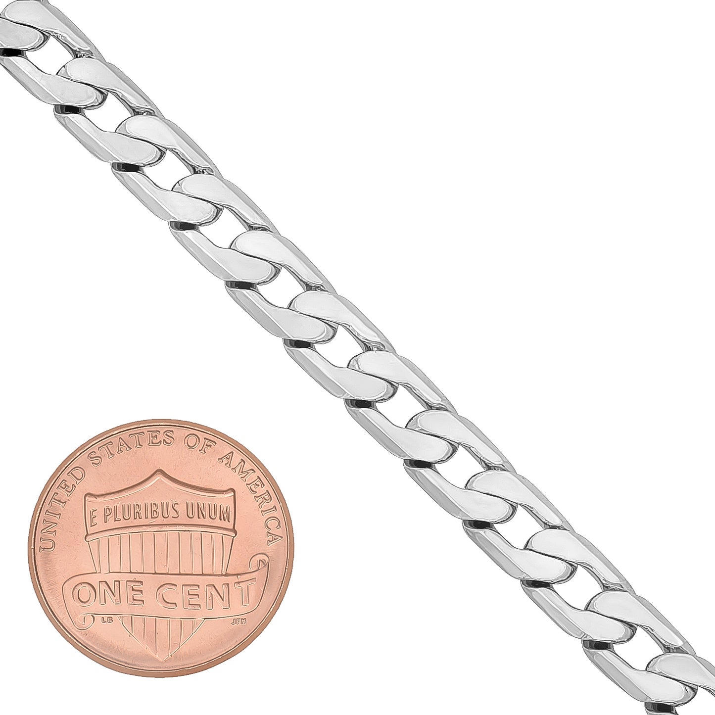 6mm Rhodium Plated Flat Cuban Link Curb Chain Necklace