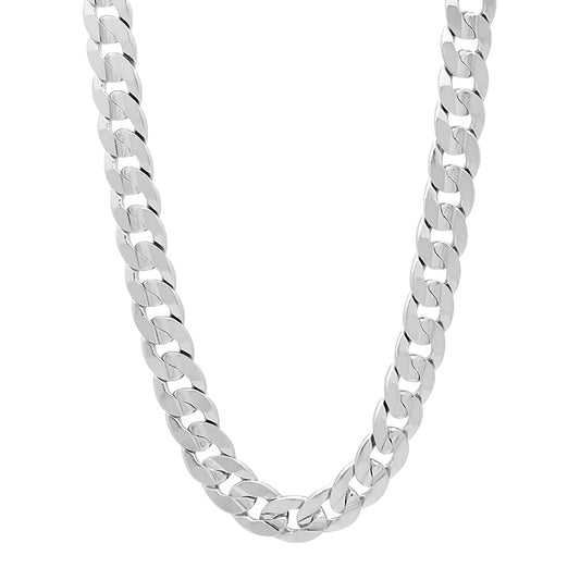 6.3mm Rhodium Plated Beveled Curb Chain Necklace