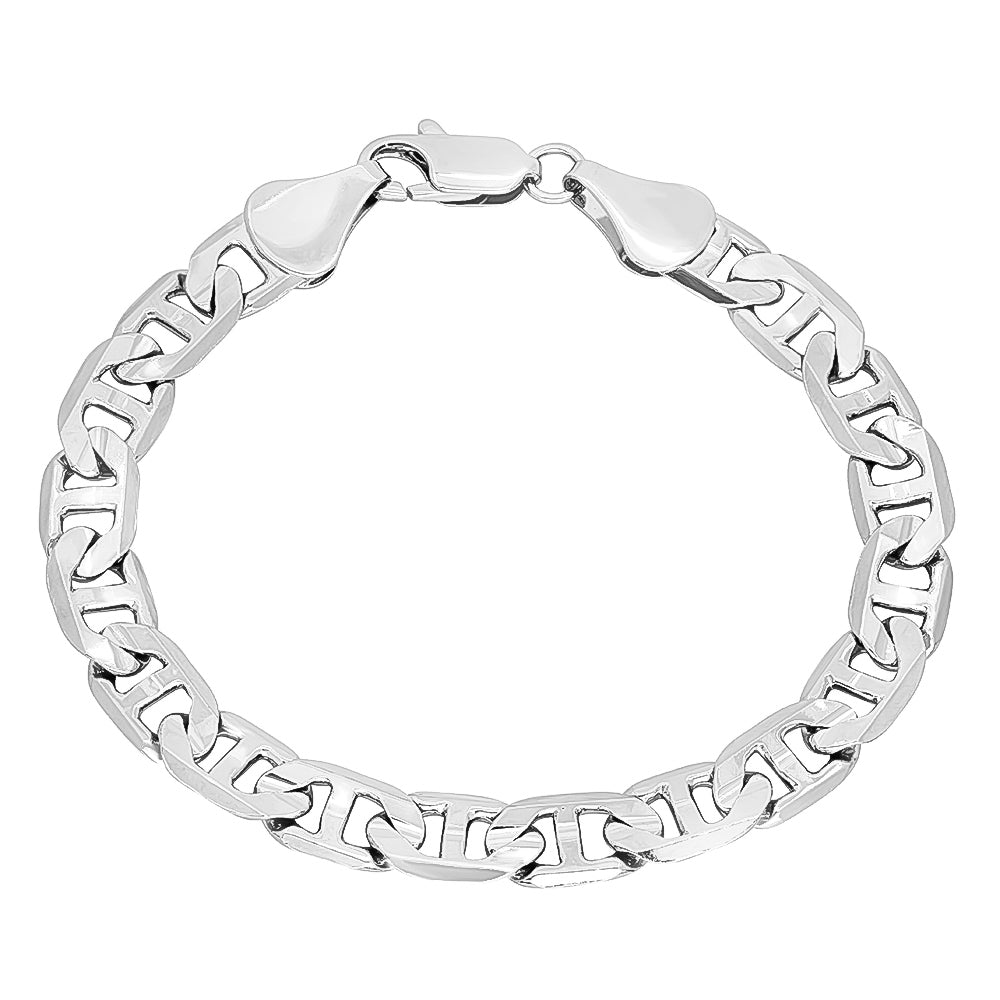 8.8mm Rhodium Plated Flat Mariner Chain Necklace (SKU: GFC141)