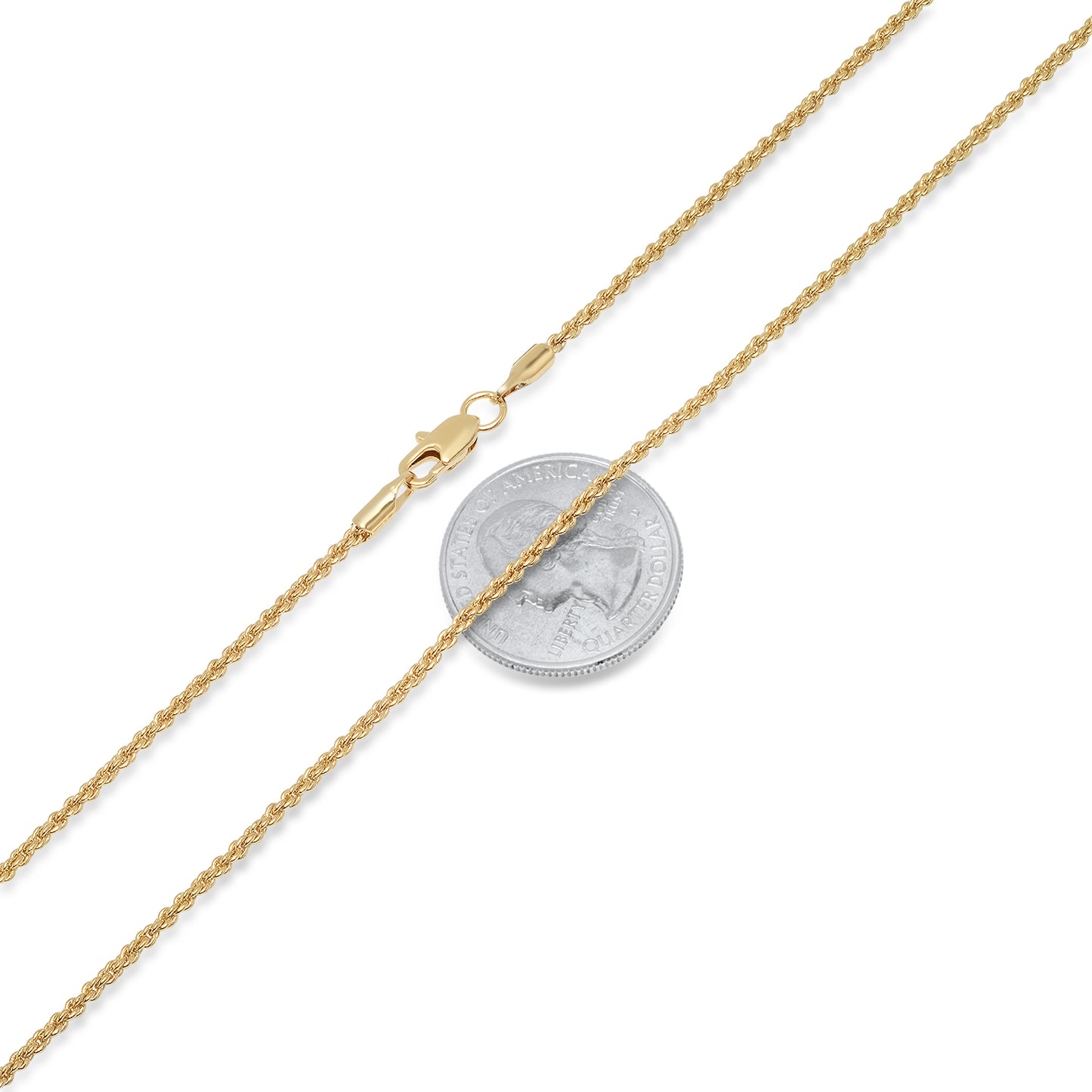 2mm 14k Yellow Gold Plated Twisted Rope Chain Necklace + Gift Box