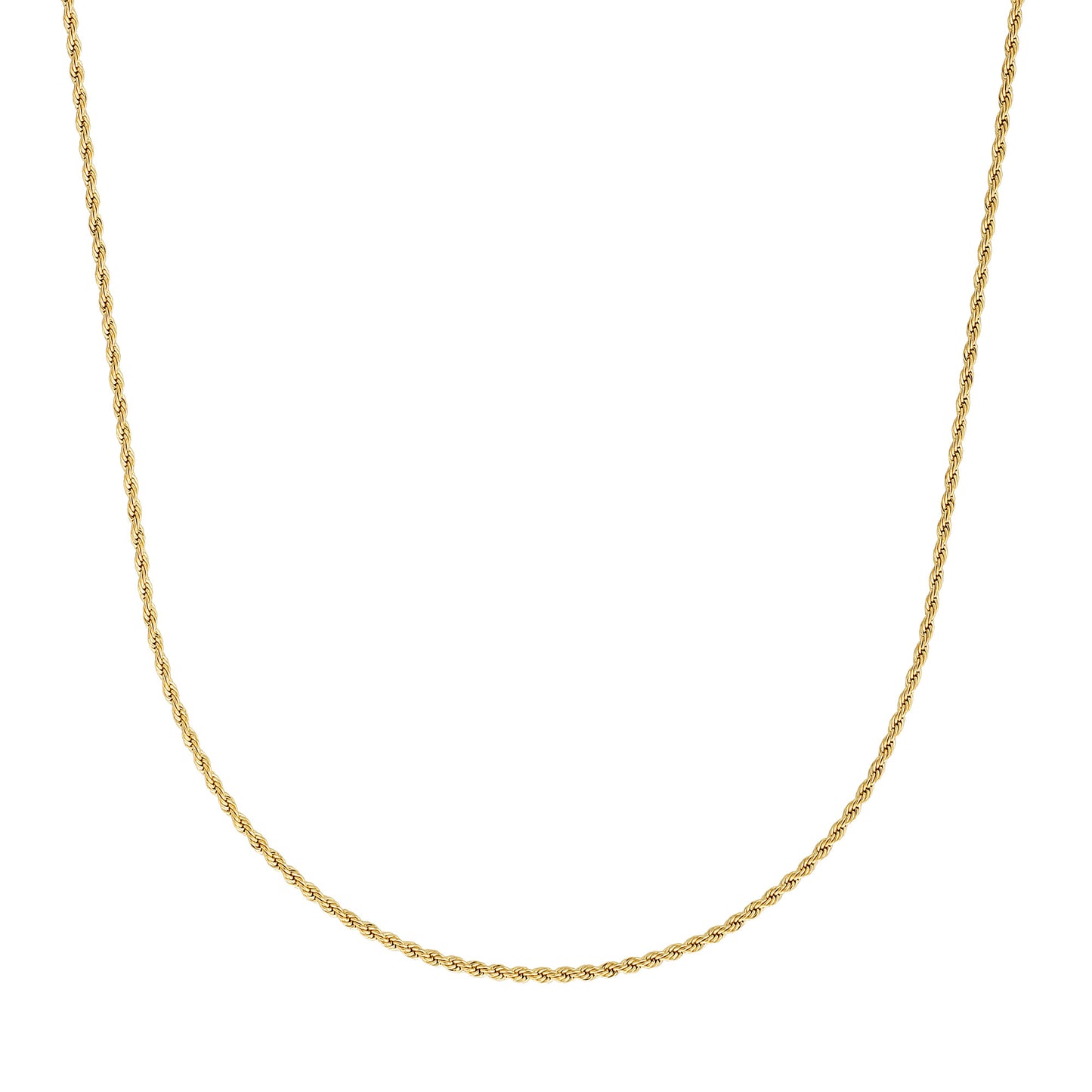 2mm 14k Yellow Gold Plated Twisted Rope Chain Necklace + Gift Box