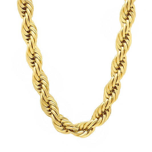 6.7mm 14k Yellow Gold Plated Twisted Rope Chain Necklace