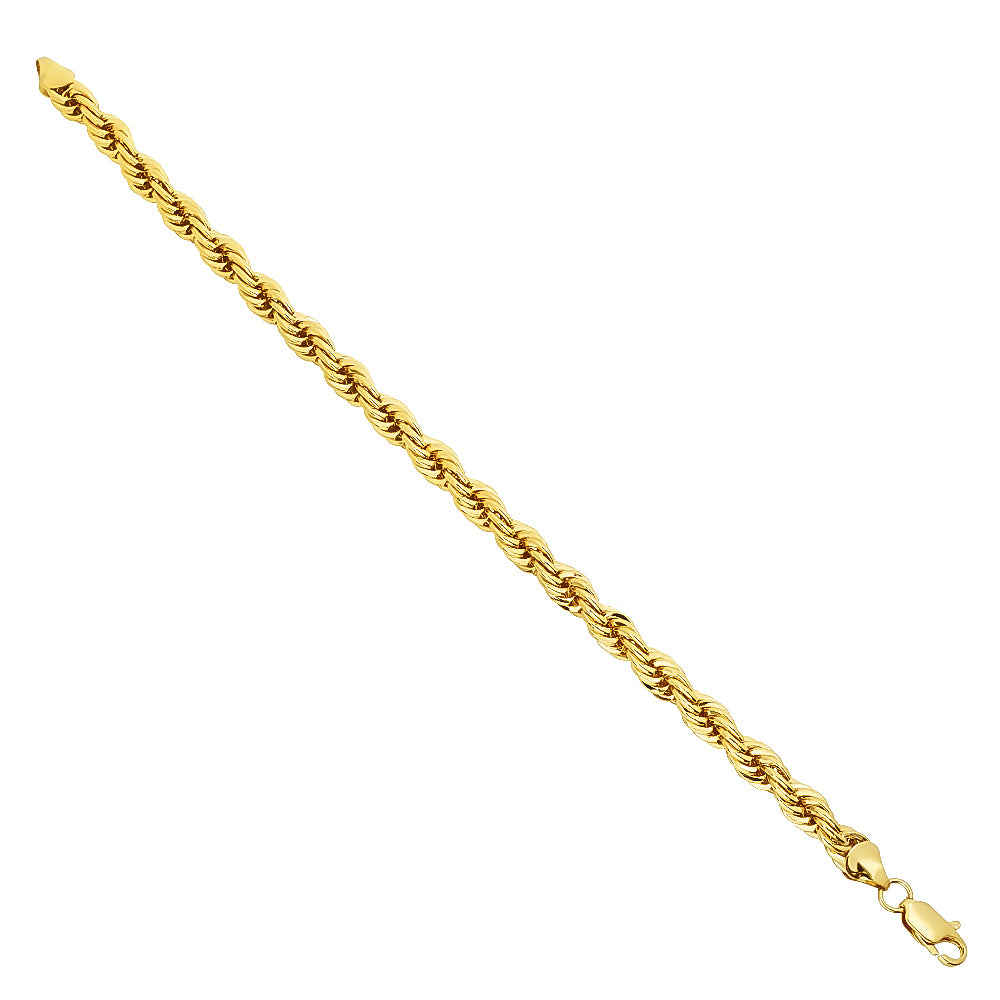 2mm-6mm 14k Gold Plated Twisted Rope Chain Bracelets 7-9" Made in USA