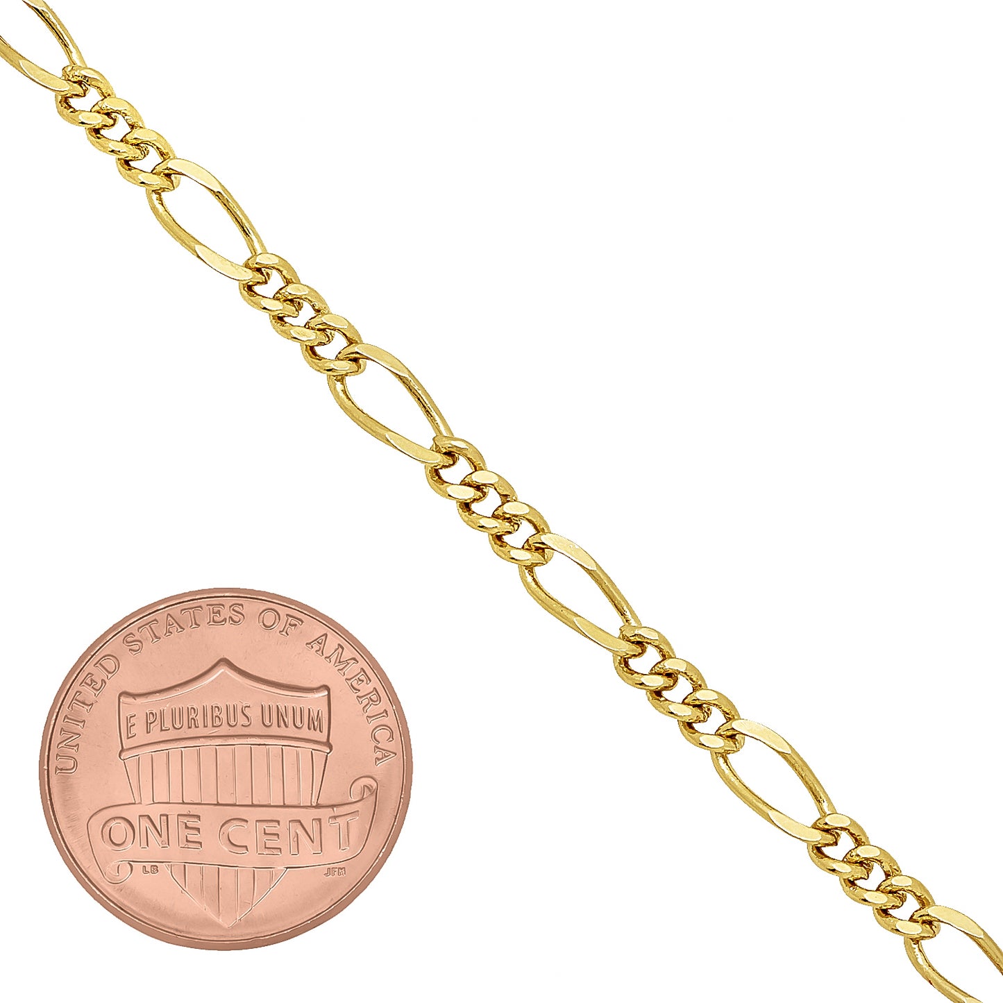 3mm-5mm Polished 14k Yellow Gold Plated Flat Figaro Chain Anklet