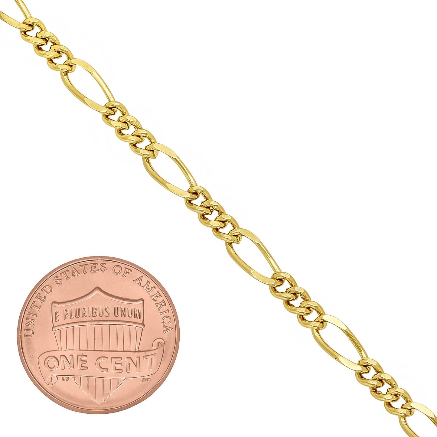 3.7mm 14k Yellow Gold Plated Flat Figaro Chain Necklace