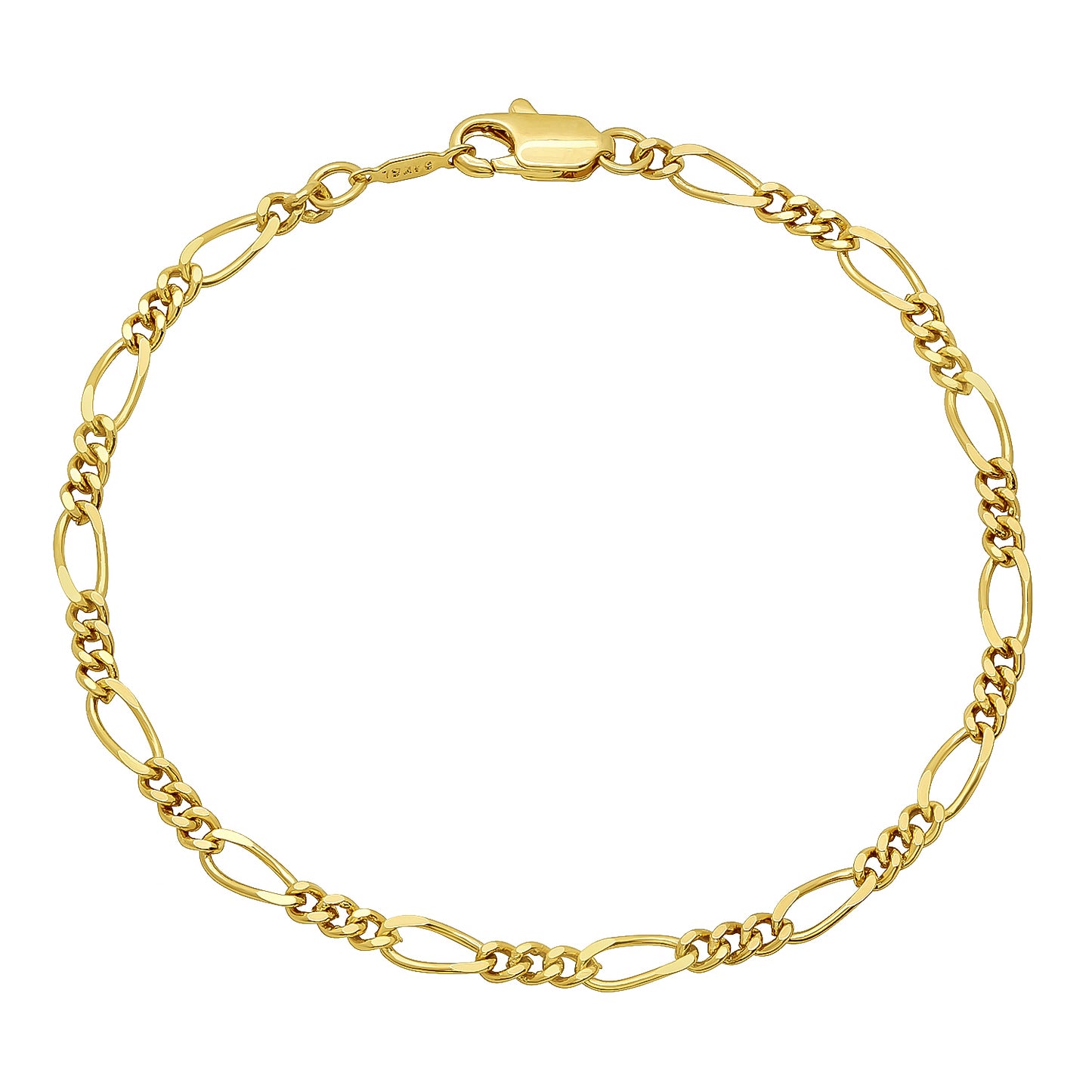 3.7mm 14k Yellow Gold Plated Flat Figaro Chain Necklace