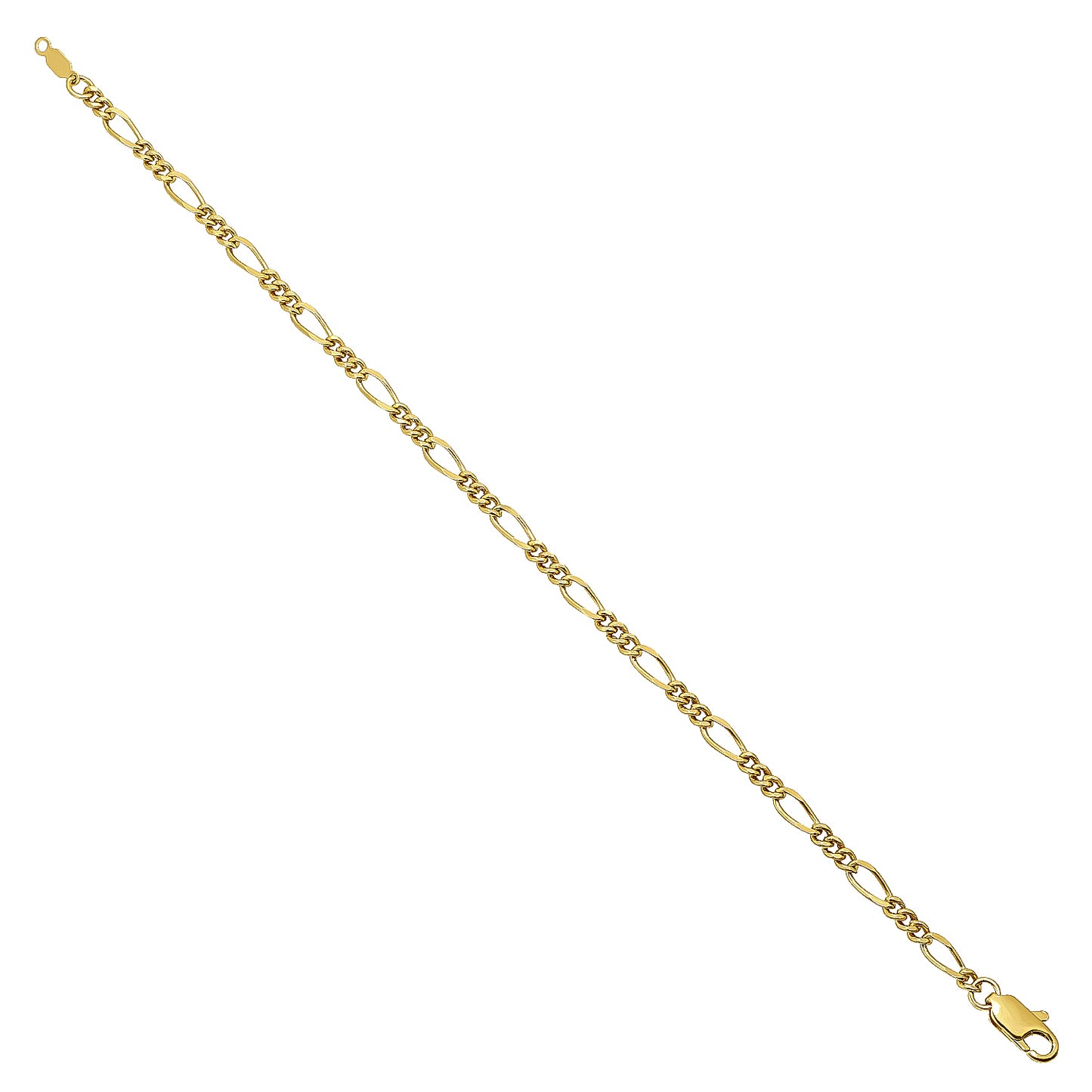 3.7mm 14k Yellow Gold Plated Flat Figaro Chain Necklace