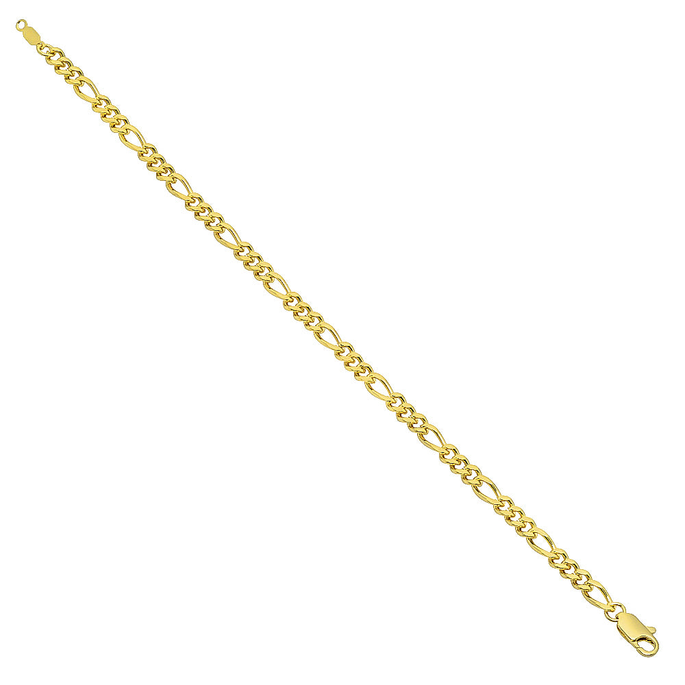 3mm-5mm Polished 14k Yellow Gold Plated Flat Figaro Chain Anklet