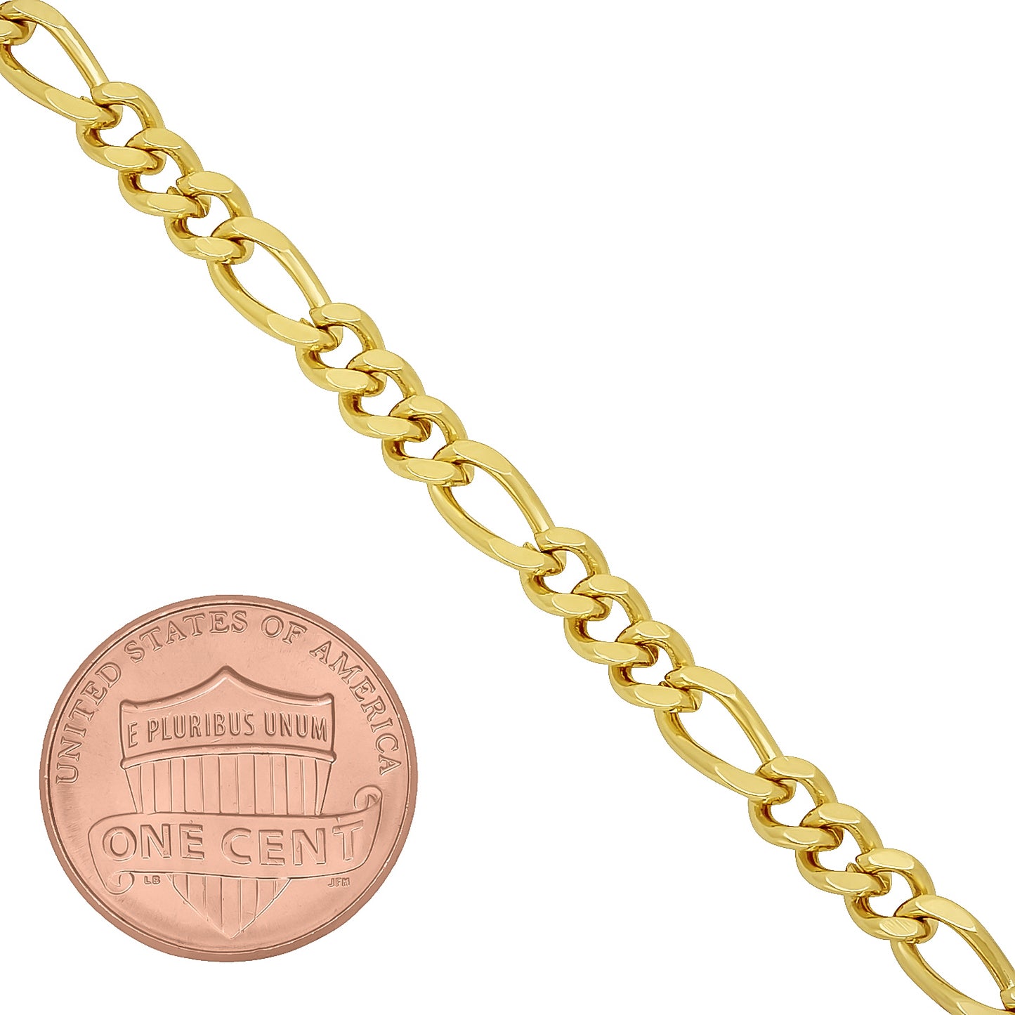 3mm-5mm Polished 14k Yellow Gold Plated Flat Figaro Chain Anklet