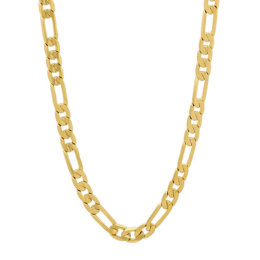 4mm 14k Yellow Gold Plated Flat Figaro Chain Necklace