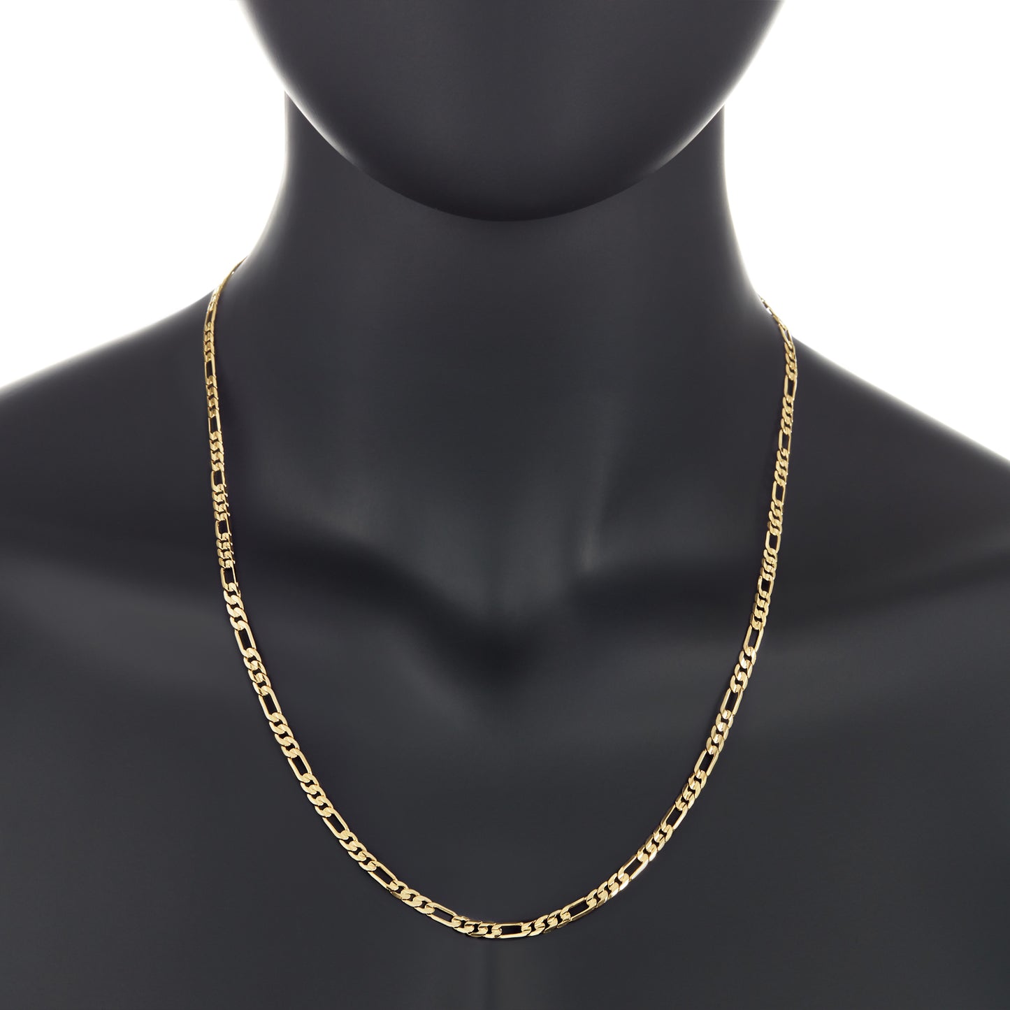 4mm-9mm 14k Yellow Gold Plated Flat Figaro Chain Necklace