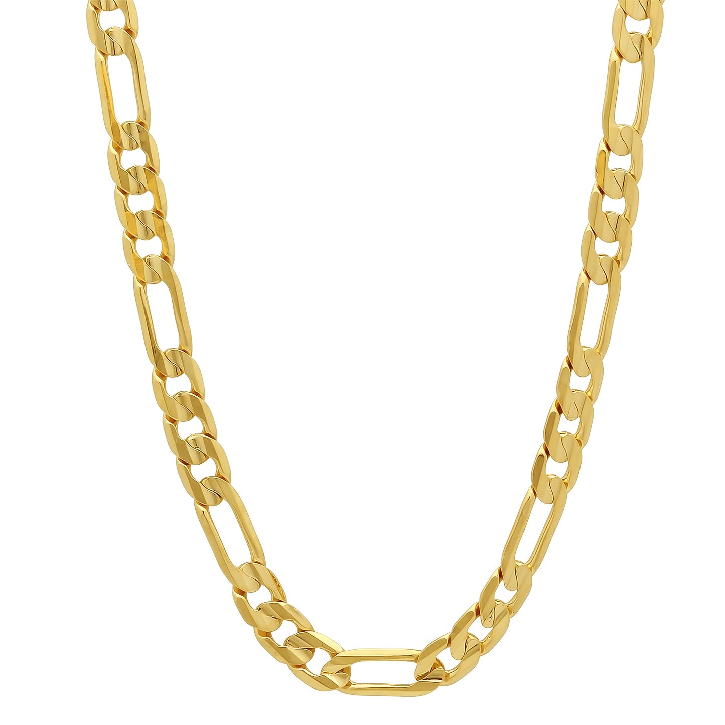 5.5mm Polished 14k Yellow Gold Plated Flat Figaro Chain Necklace