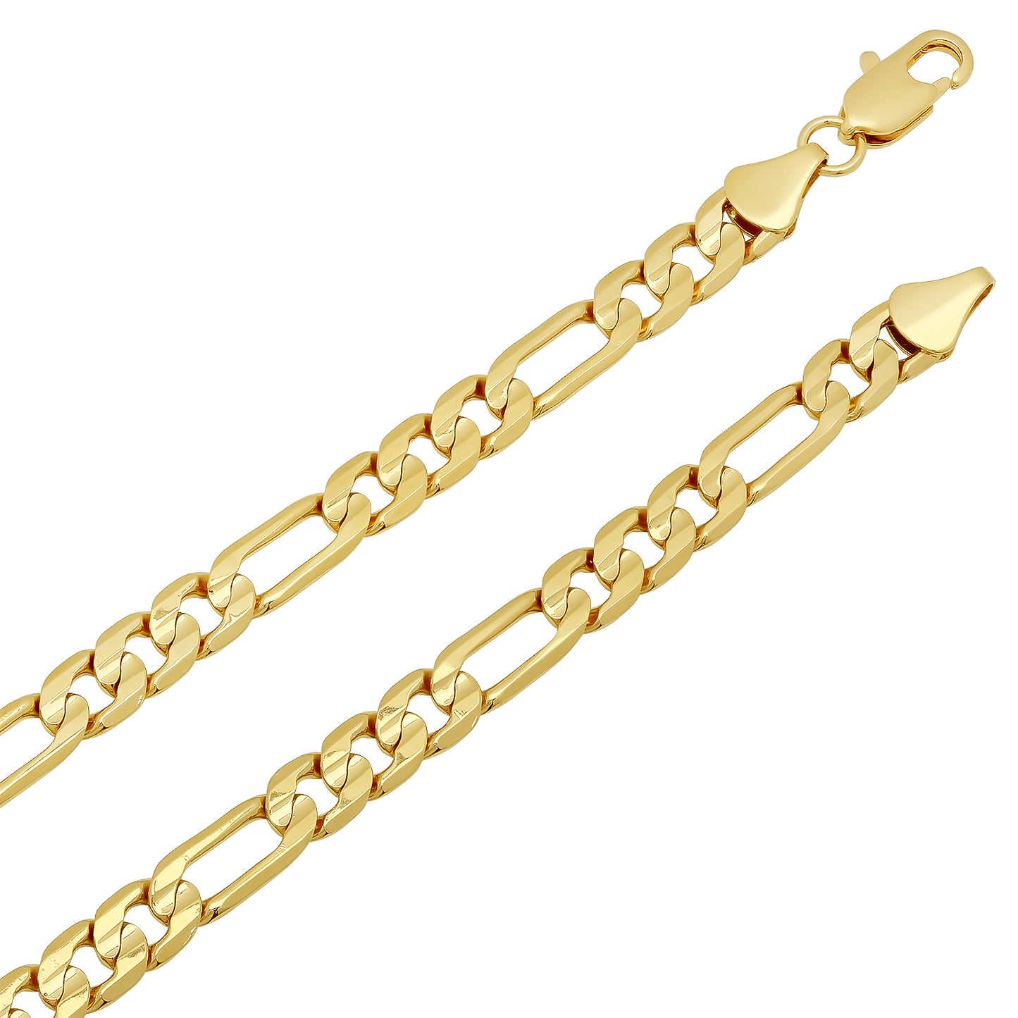 5.5mm Polished 14k Yellow Gold Plated Flat Figaro Chain Necklace