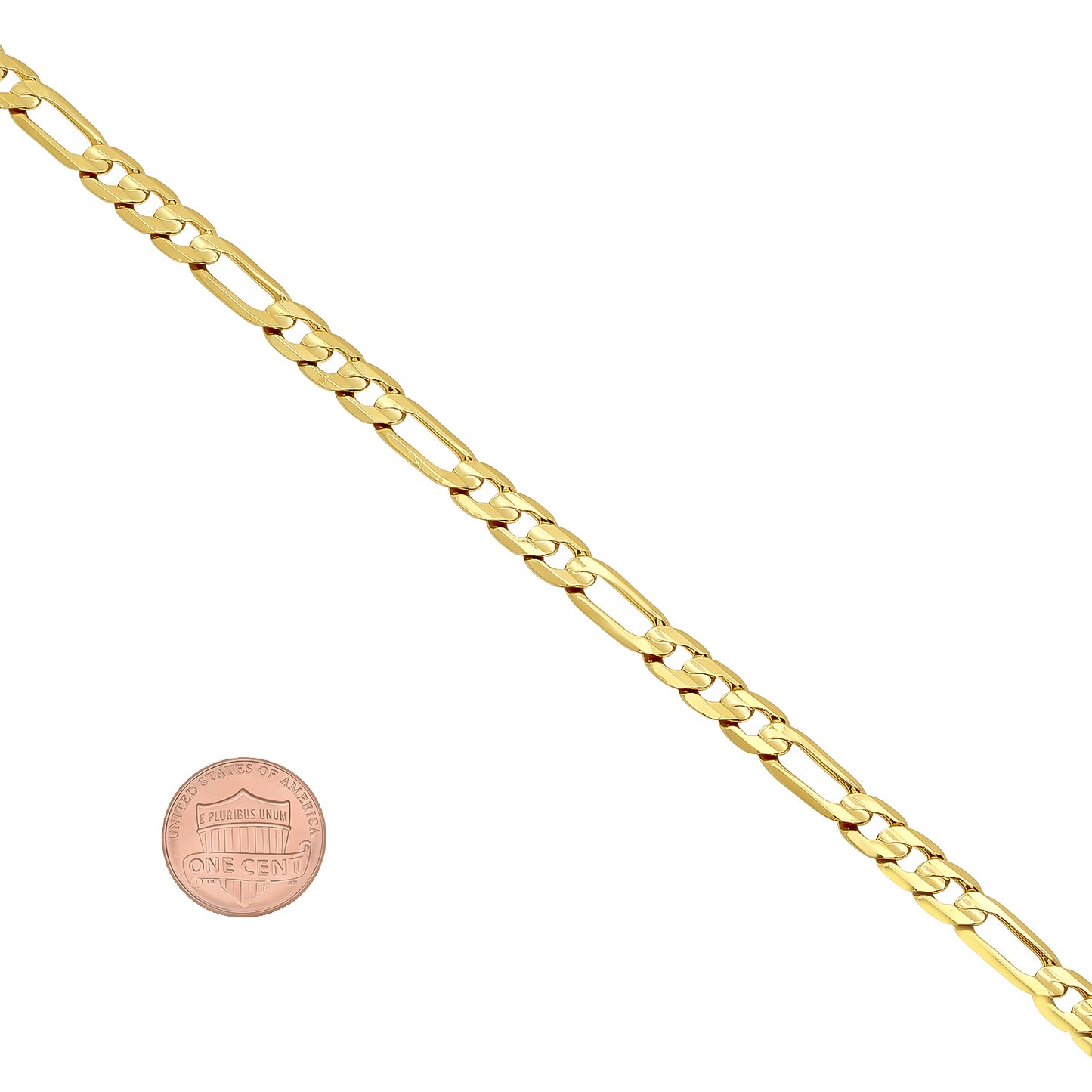 5.5mm Polished 14k Yellow Gold Plated Flat Figaro Chain Necklace