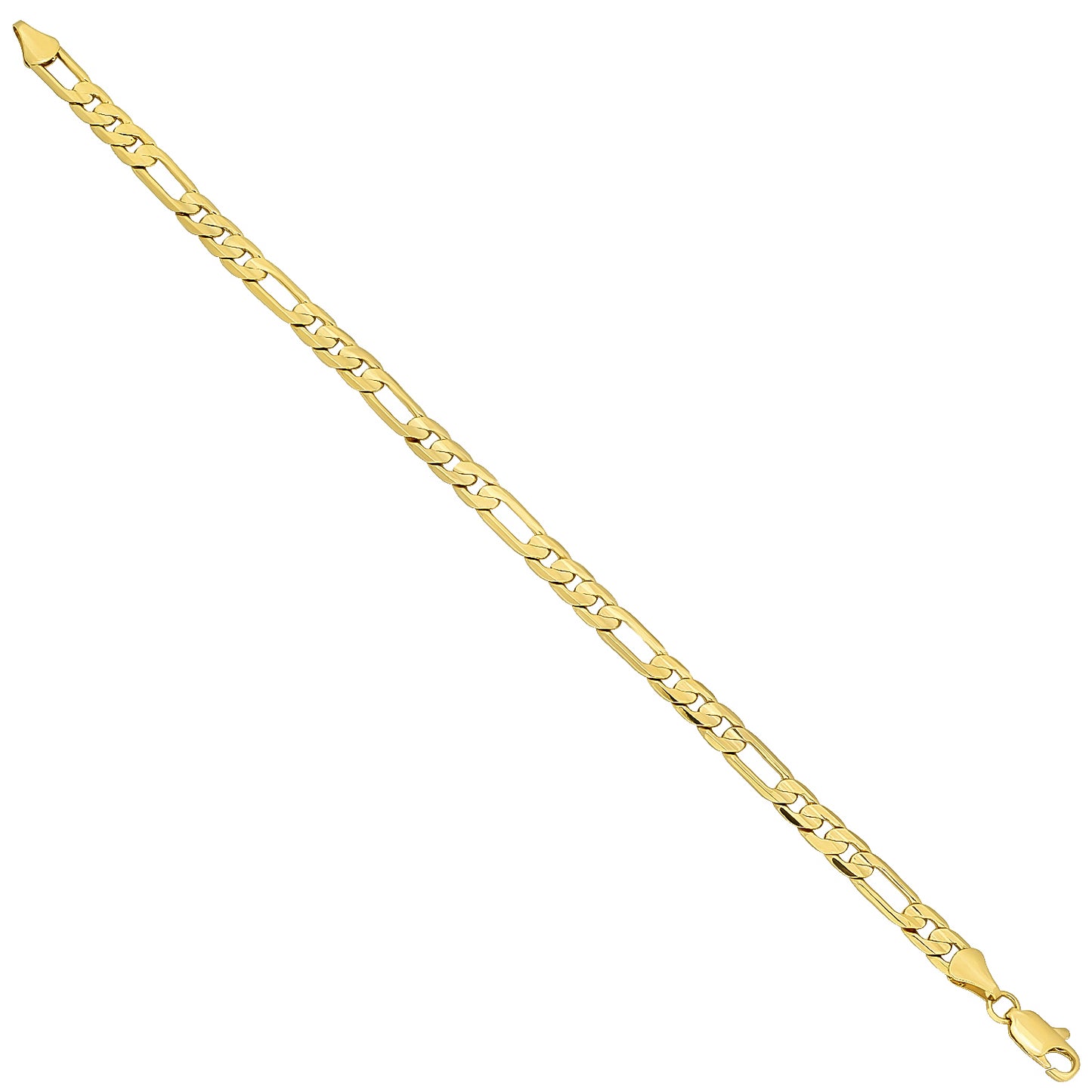 Women's 4mm-6mm Polished 14k Yellow Gold Plated Flat Figaro Chain Anklet (SKU: GL-FIGARO-CONCAVE-AK)