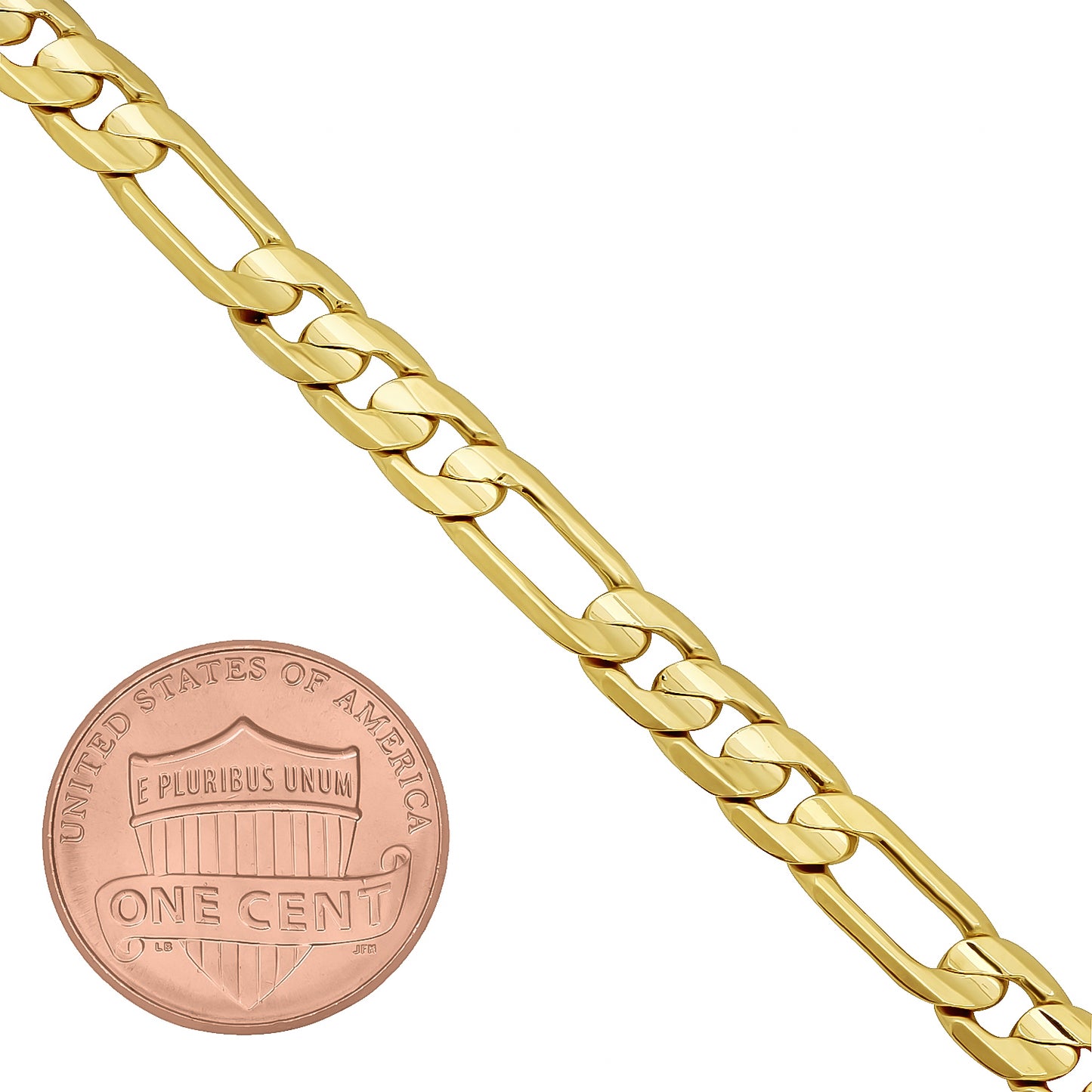 Women's 4mm-6mm Polished 14k Yellow Gold Plated Flat Figaro Chain Anklet