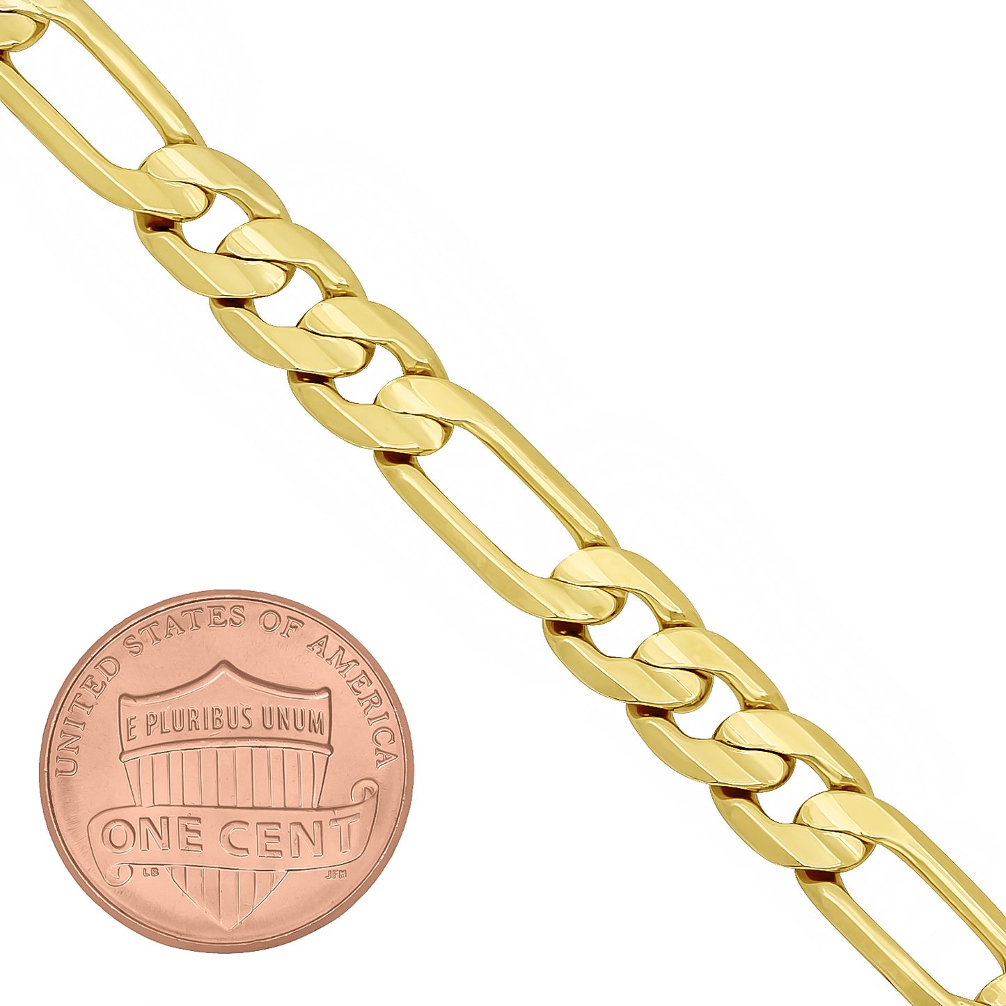 4mm-9mm 14k Yellow Gold Plated Flat Figaro Chain Necklace