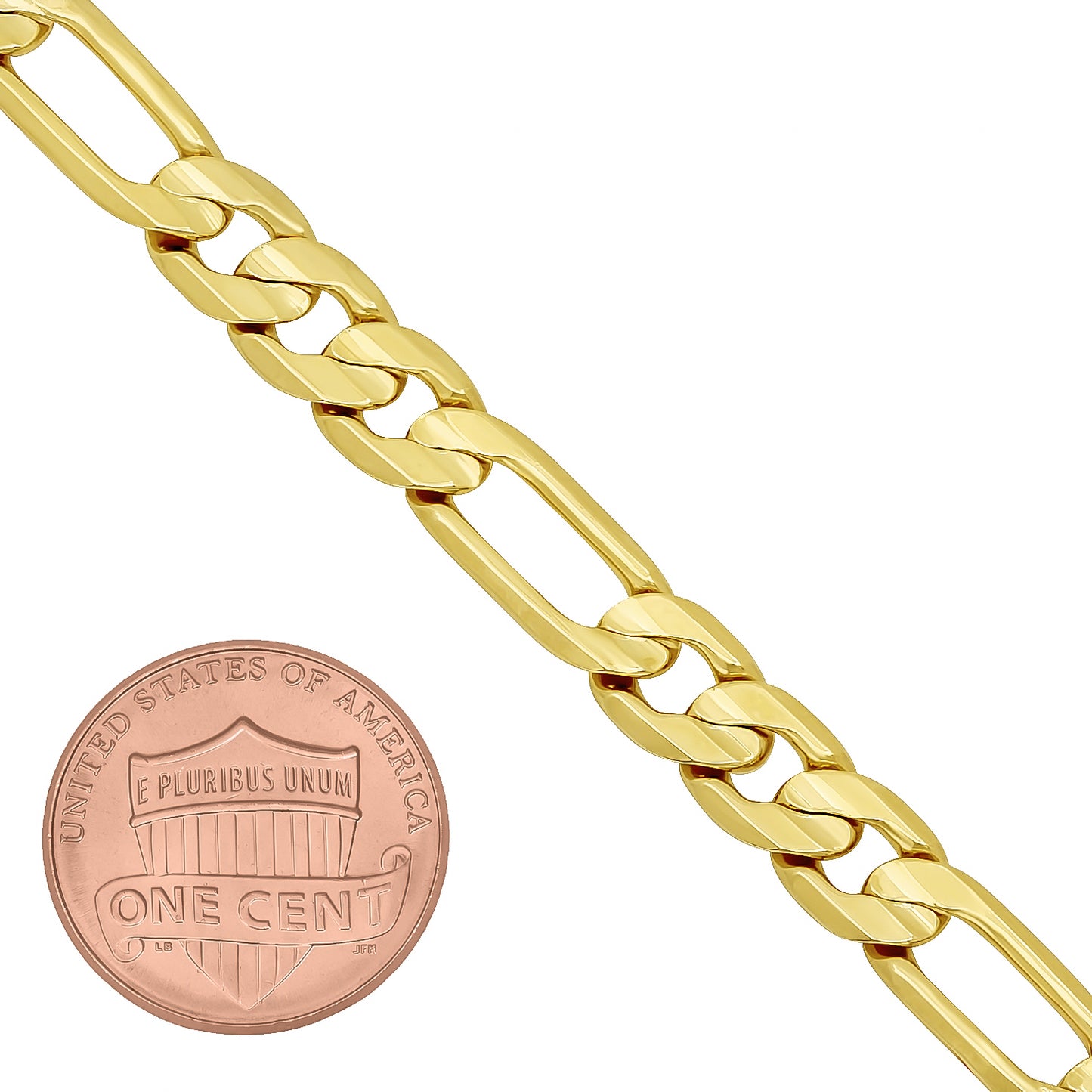 6.8mm 14k Yellow Gold Plated Flat Figaro Chain Bracelet