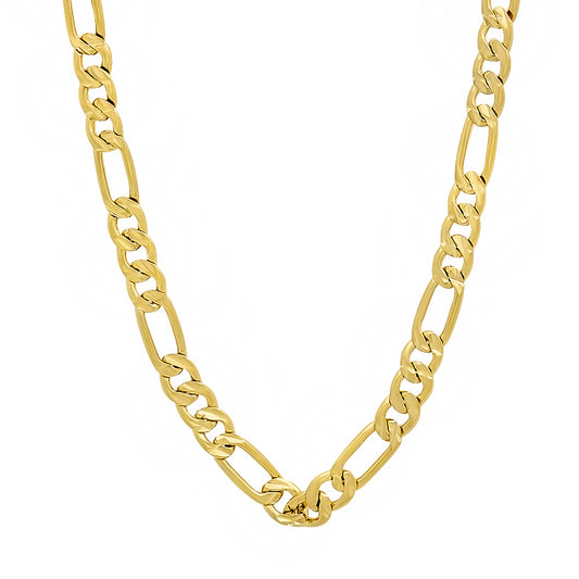 5.8mm Diamond-Cut 14k Yellow Gold Plated Flat Figaro Chain Necklace