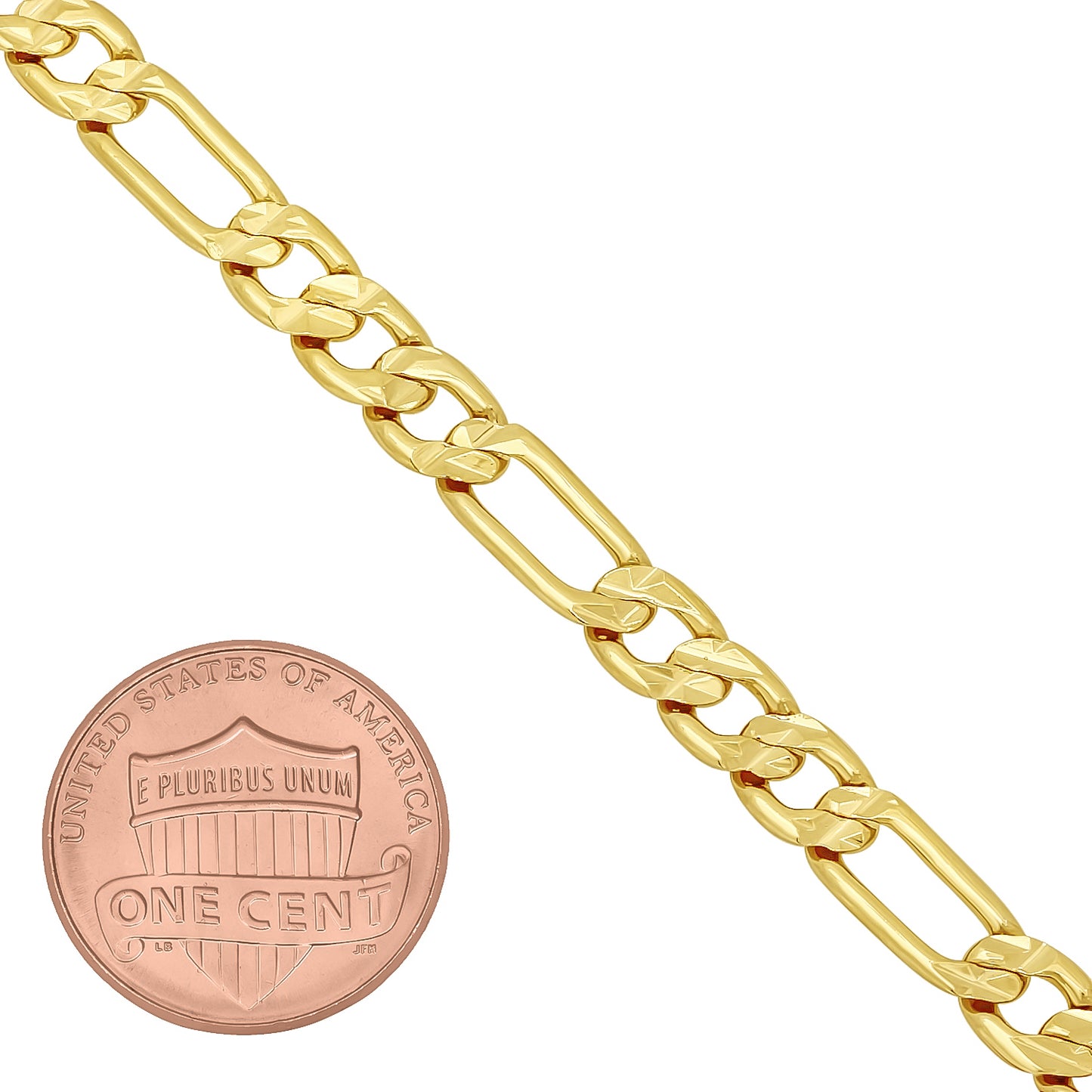5.8mm Diamond-Cut 14k Yellow Gold Plated Flat Figaro Chain Bracelet (SKU: GL-010GB)
