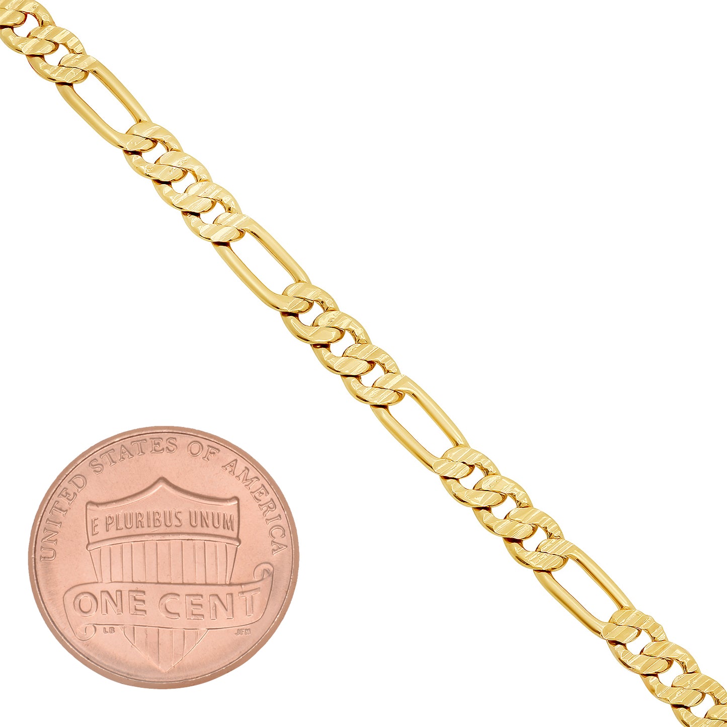 4mm 14k Yellow Gold Plated Flat Figaro Chain Necklace