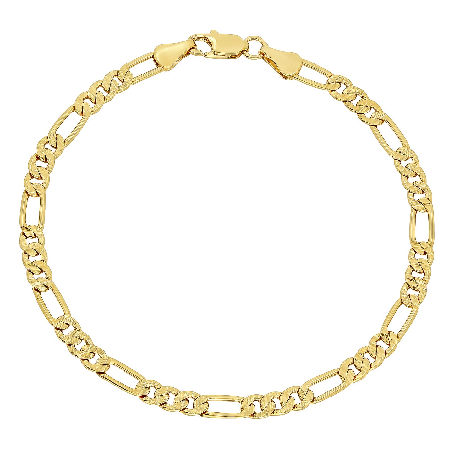 4mm 14k Yellow Gold Plated Flat Figaro Chain Necklace