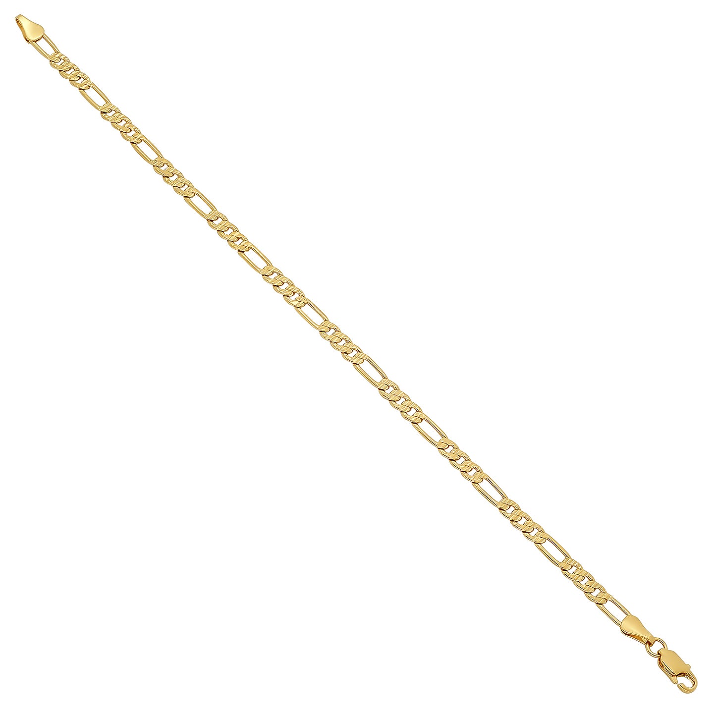 4mm 14k Yellow Gold Plated Flat Figaro Chain Necklace