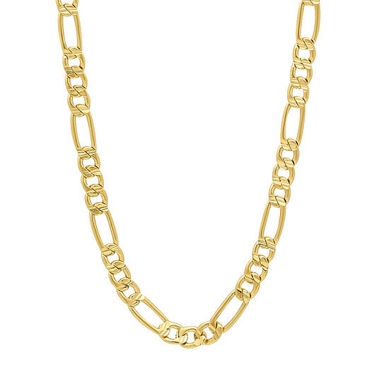 4.5mm 14k Yellow Gold Plated Flat Figaro Chain Necklace