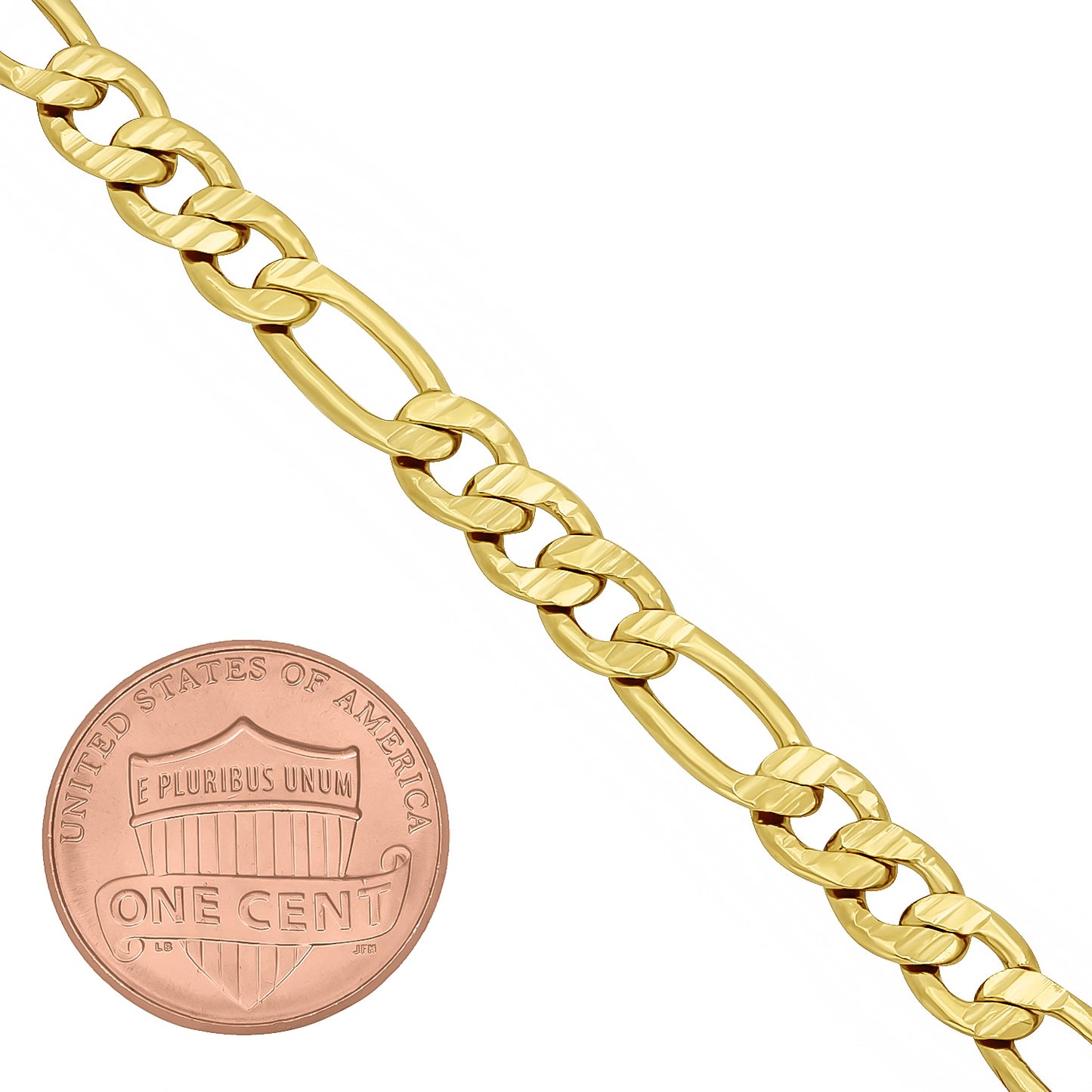 5.7mm 14k Yellow Gold Plated Flat Figaro Chain Necklace