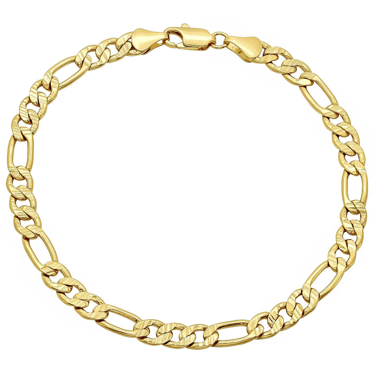 5.7mm 14k Yellow Gold Plated Flat Figaro Chain Necklace