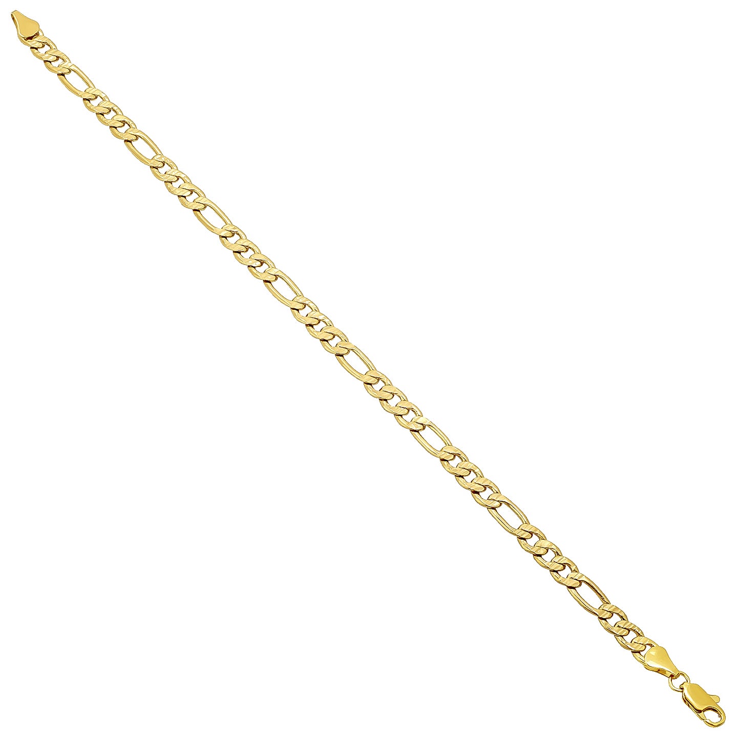 5.7mm 14k Yellow Gold Plated Flat Figaro Chain Necklace