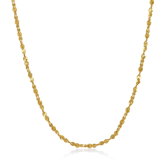 2mm-3mm 14k Yellow Gold Plated Twisted Singapore Chain Necklace