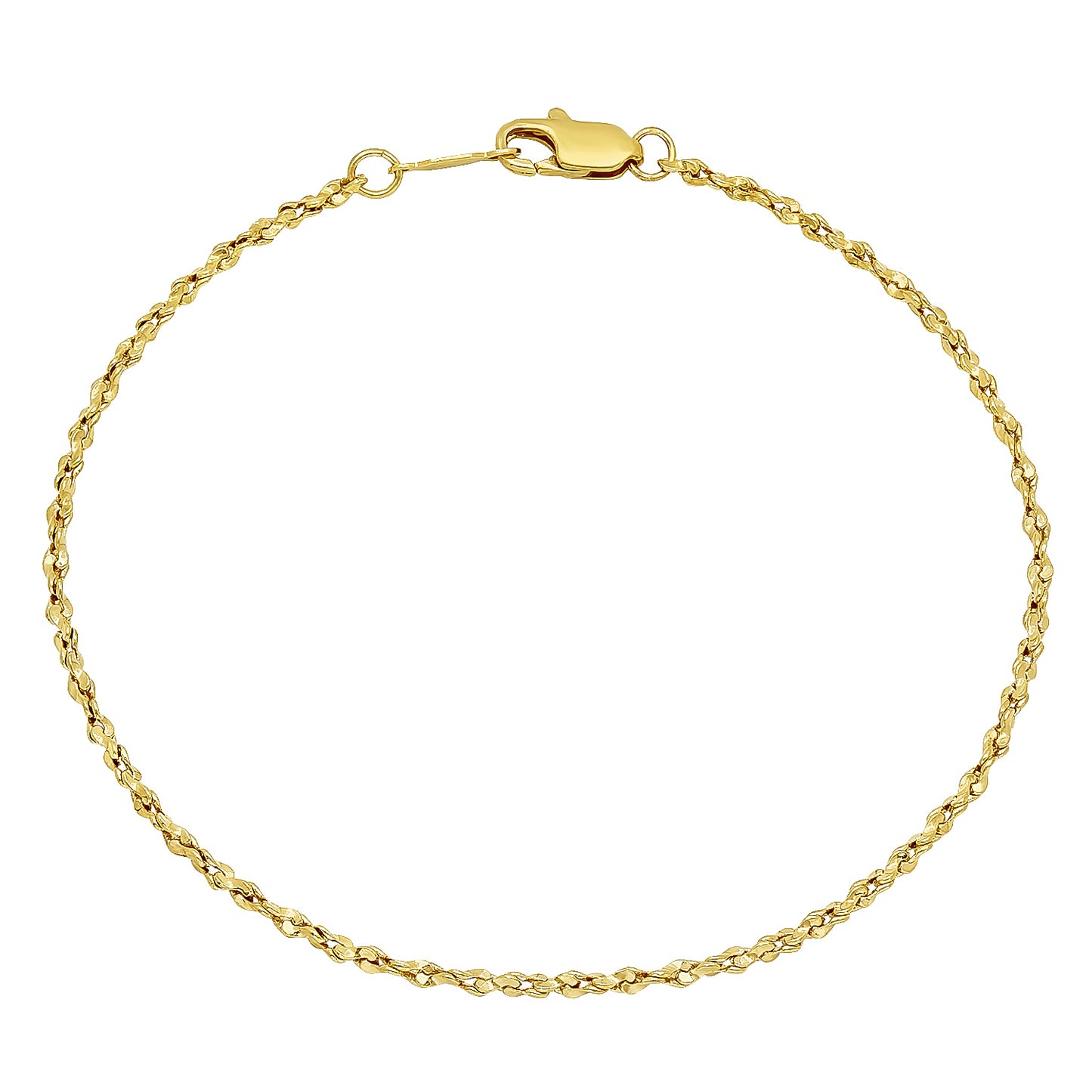 2mm 14k Yellow Gold Plated Twisted Singapore Chain Link Bracelet