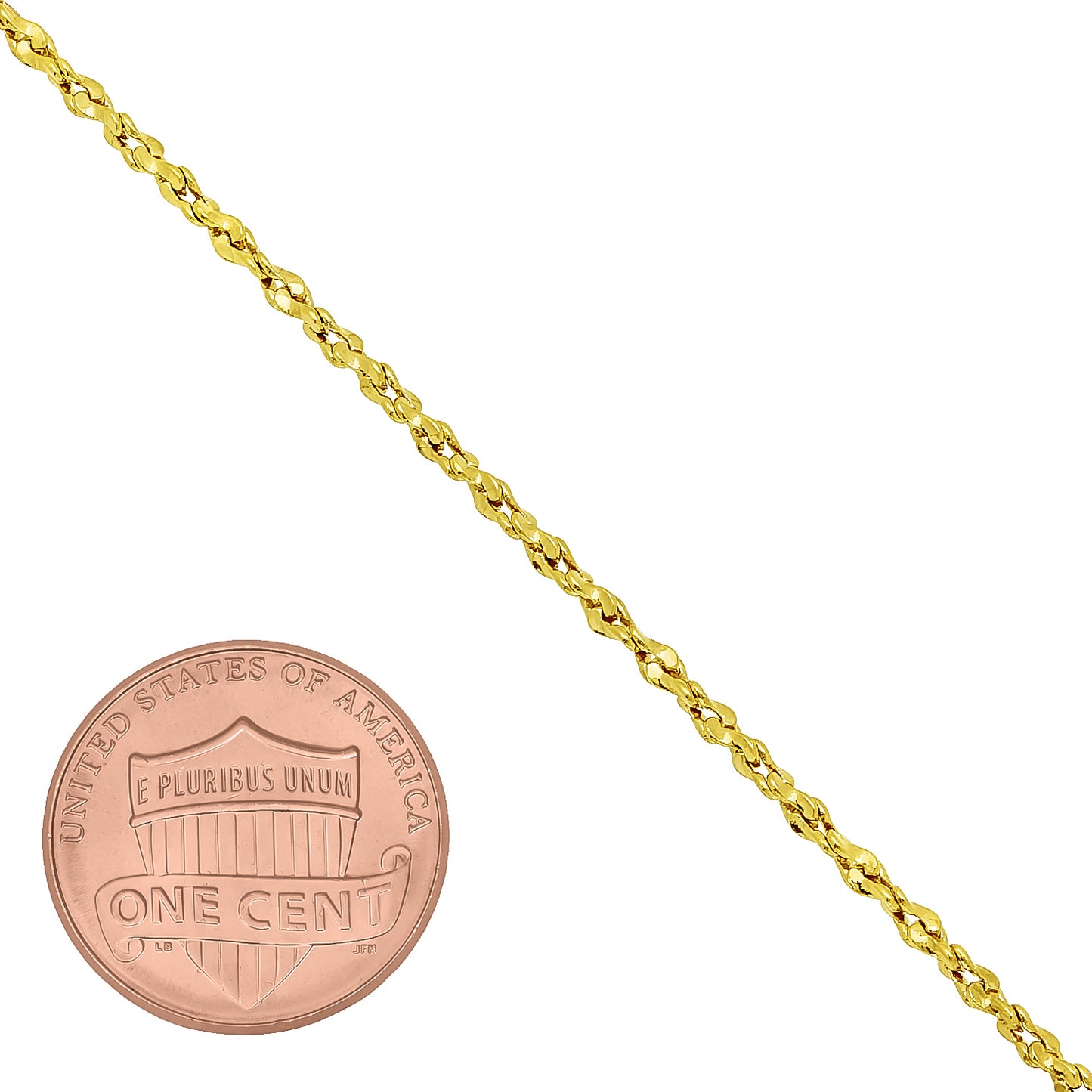 Women's 2mm-3mm Polished 14k Yellow Gold Plated Twisted Singapore Chain Anklet