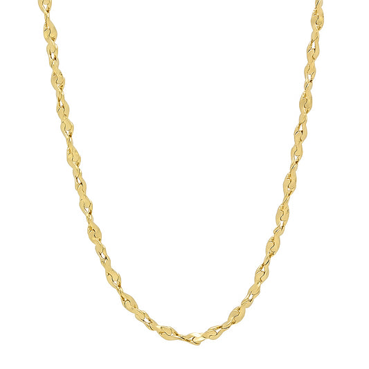 2.7mm Polished 24k Yellow Gold Plated Twisted Singapore Chain Necklace + Gift Box