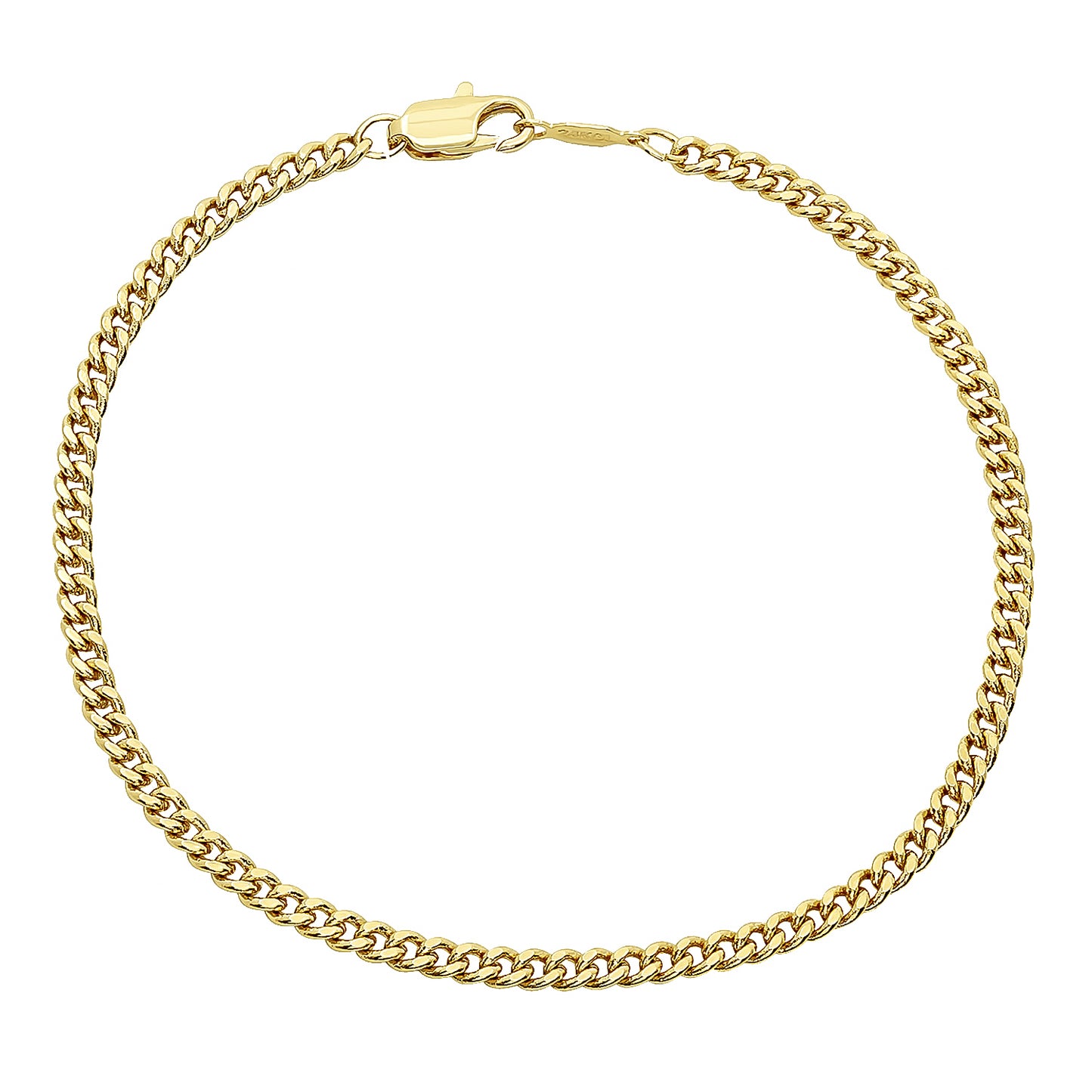 1.6mm 14k Yellow Gold Plated Flat Curb Chain Bracelet (SKU: GL-NC1019B)
